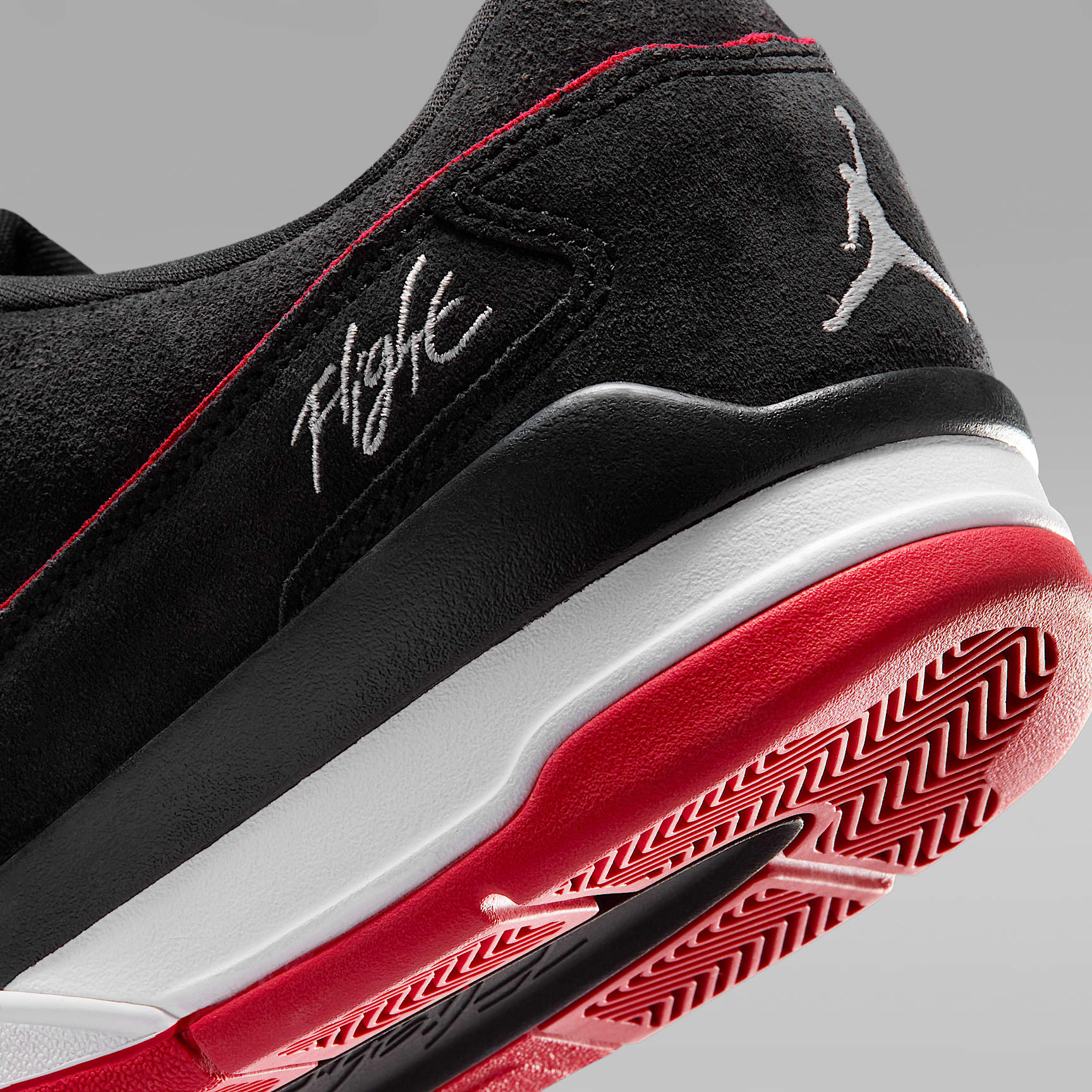 Jordan Flight Court Schuh (Herren) – Schwarz/University Red/Weiß