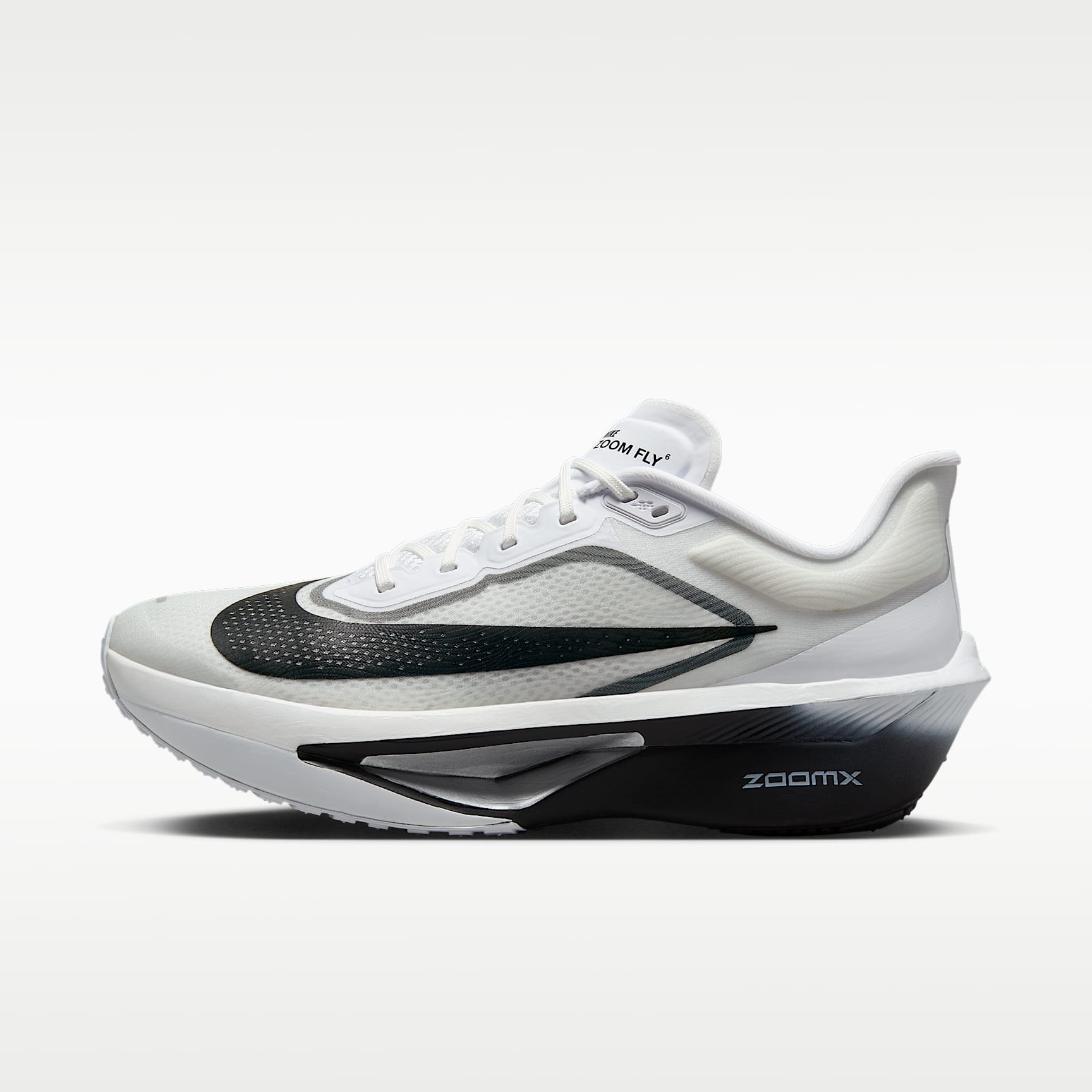 Nike Zoom Fly 6 Straßenlaufschuh für Wettkämpfe (Herren) – Weiß/Smoke Grey/Metallic Silver/Schwarz
