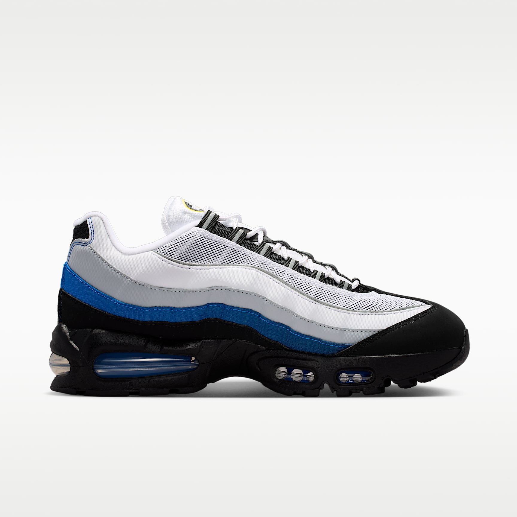 Nike Air Max 95 Big Bubble Schuh (Herren) – Weiß/Schwarz/Reflect Silver/Royal Blue