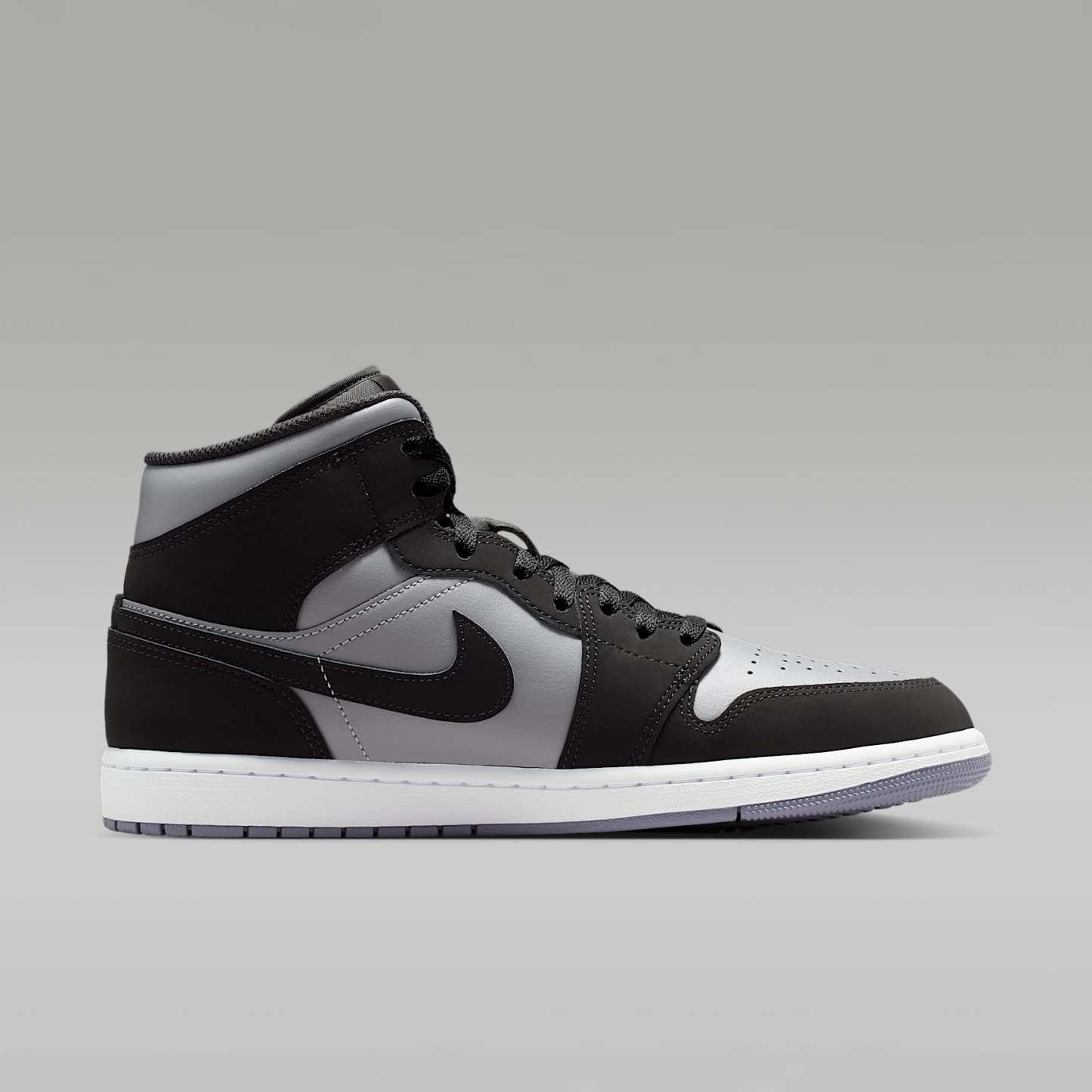 Air Jordan 1 Mid Schuh (Herren) – Schwarz/Cool Grey/Light Armory Blue/Schwarz