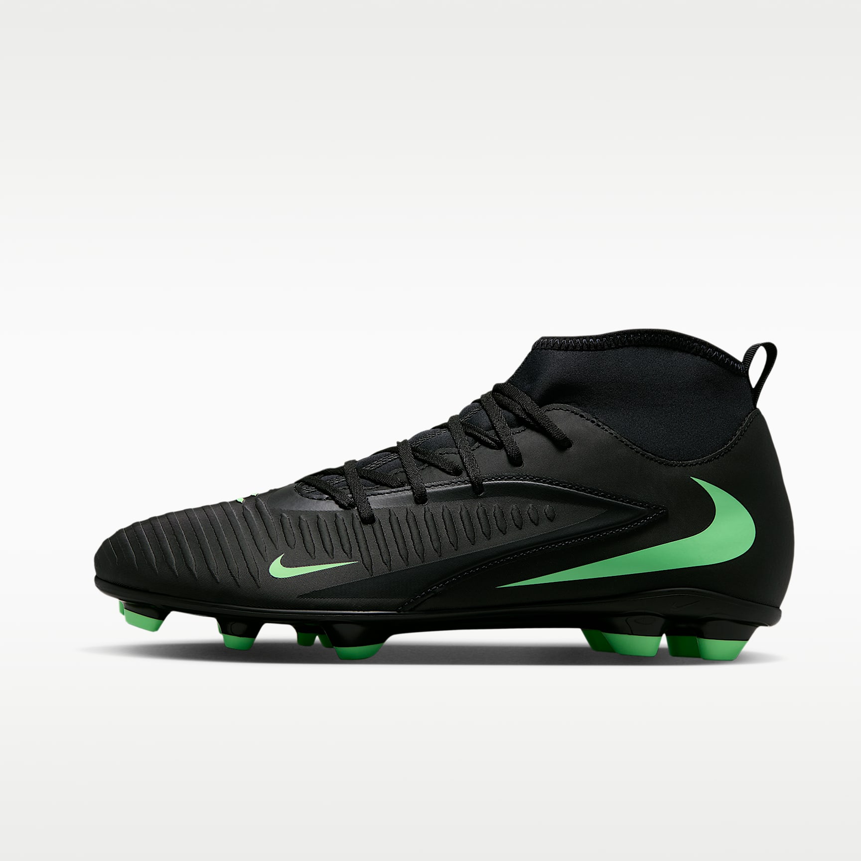 Nike Phantom 6 High Club Fußballschuh für verschiedene Böden – Schwarz/Schwarz/Illusion Green