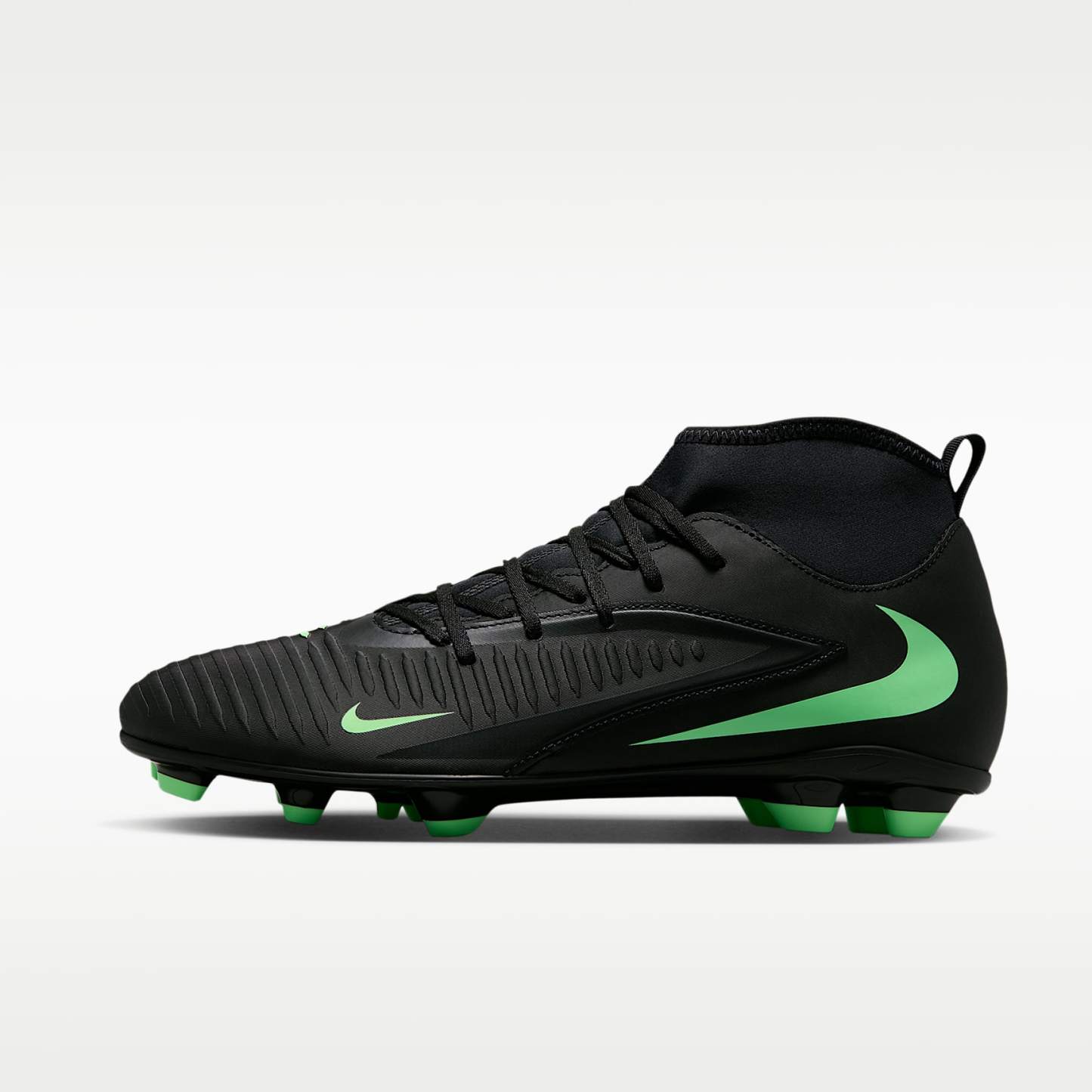 Nike Phantom 6 High Club Fußballschuh für verschiedene Böden – Schwarz/Schwarz/Illusion Green