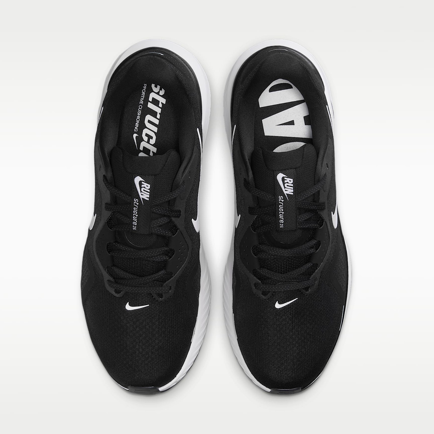 Nike Structure 26 Straßenlaufschuh (weit, Herren) – Schwarz/Wolf Grey/Metallic Silver/Weiß