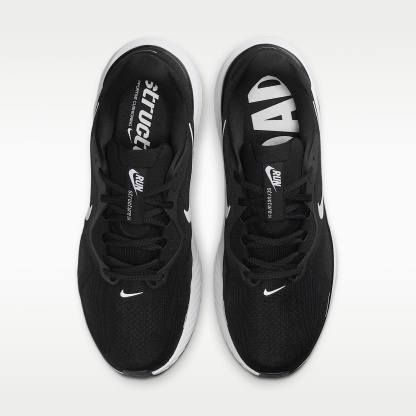 Nike Structure 26 Straßenlaufschuh (weit, Herren) – Schwarz/Wolf Grey/Metallic Silver/Weiß