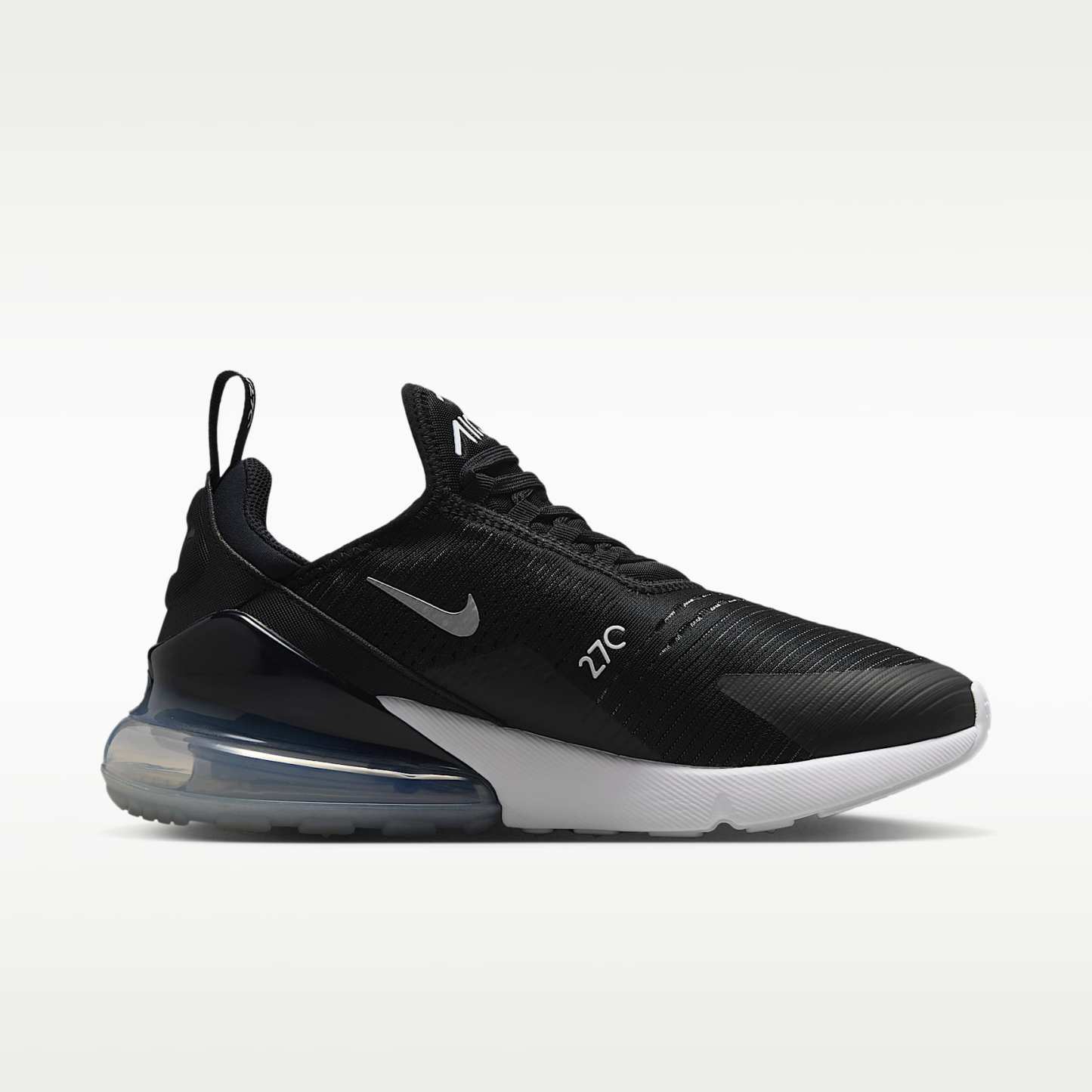 Nike Air Max 270 Damenschuh – Schwarz/Weiß/Metallic Silver