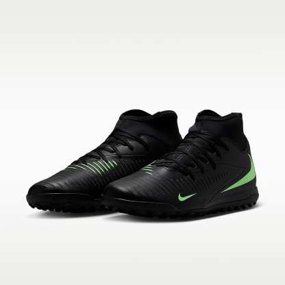 Nike Phantom 6 High Club Fußballschuh für Turf – Schwarz/Schwarz/Illusion Green