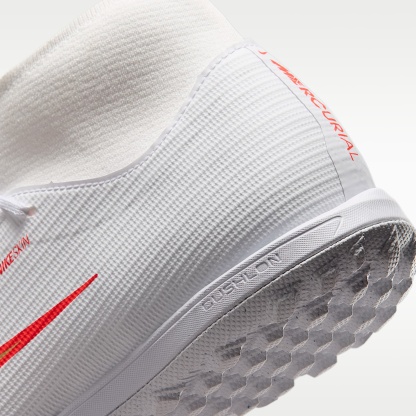 Nike Mercurial Superfly 11 Academy High-Top-Fußballschuh für Turf – Weiß/Bright Crimson/Blur