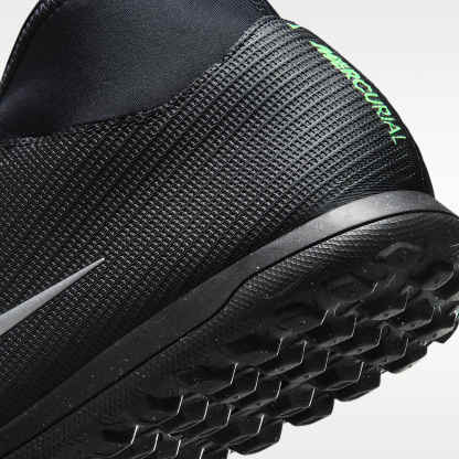 Nike Mercurial Superfly 11 Club High-Top-Fußballschuh für Turf – Schwarz/Schwarz/Illusion Green