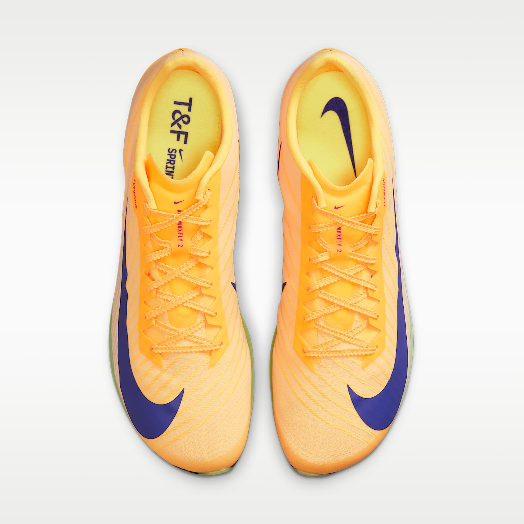 Nike Maxfly 2 Leichtathletik-Sprint-Spikes – Citron Pulse/Volt Ice/Vivid Purple/Indigo Burst