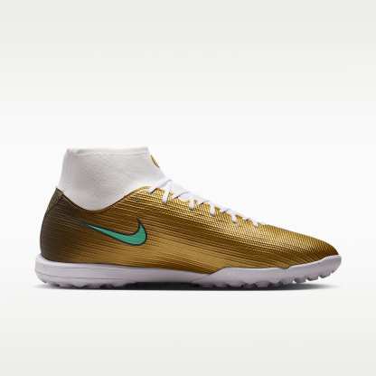 Nike Mercurial Superfly 11 Academy „Kylian Mbappé“ High-Top-Fußballschuh für Turf – Metallic Gold/Green Glow