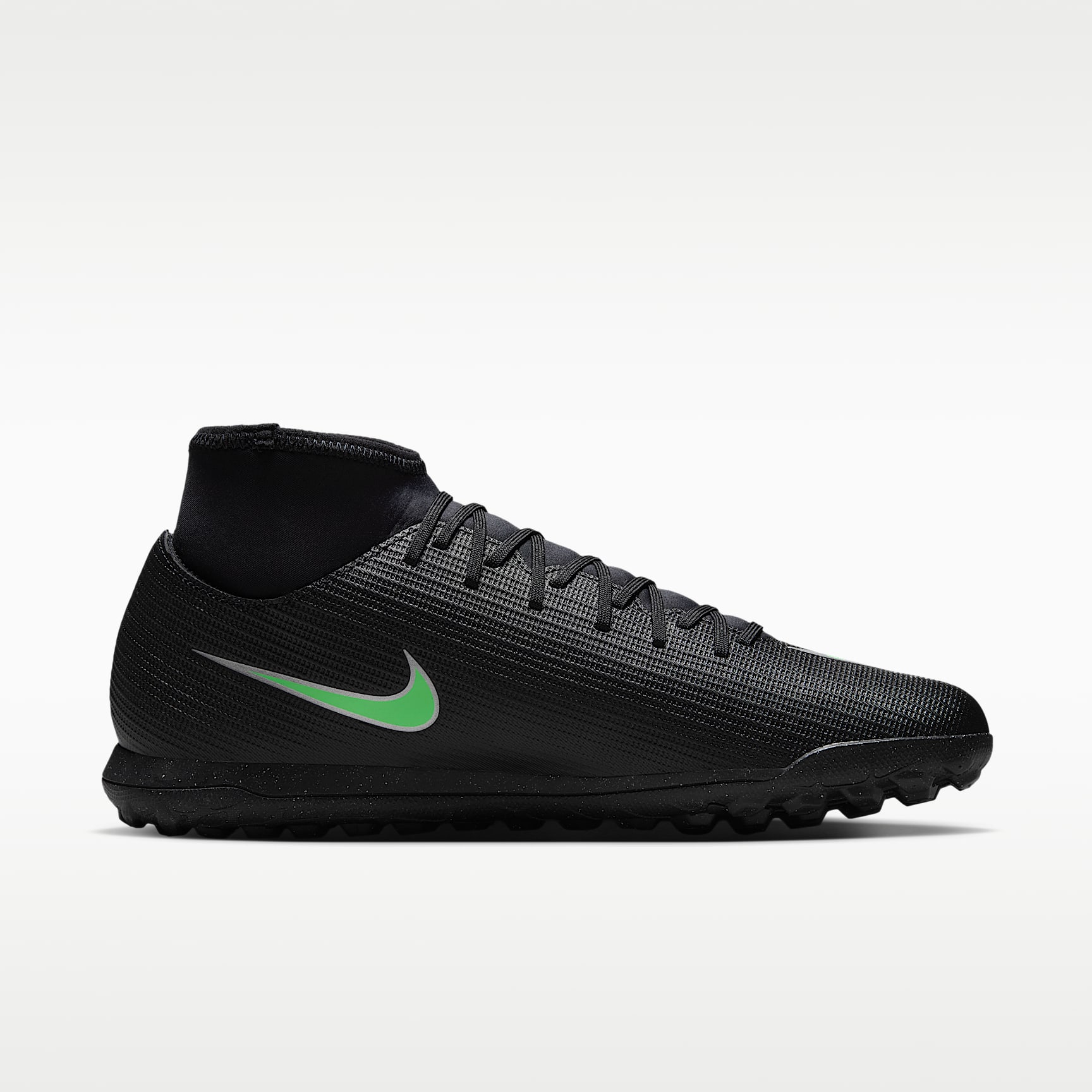 Nike Mercurial Superfly 11 Club High-Top-Fußballschuh für Turf – Schwarz/Schwarz/Illusion Green