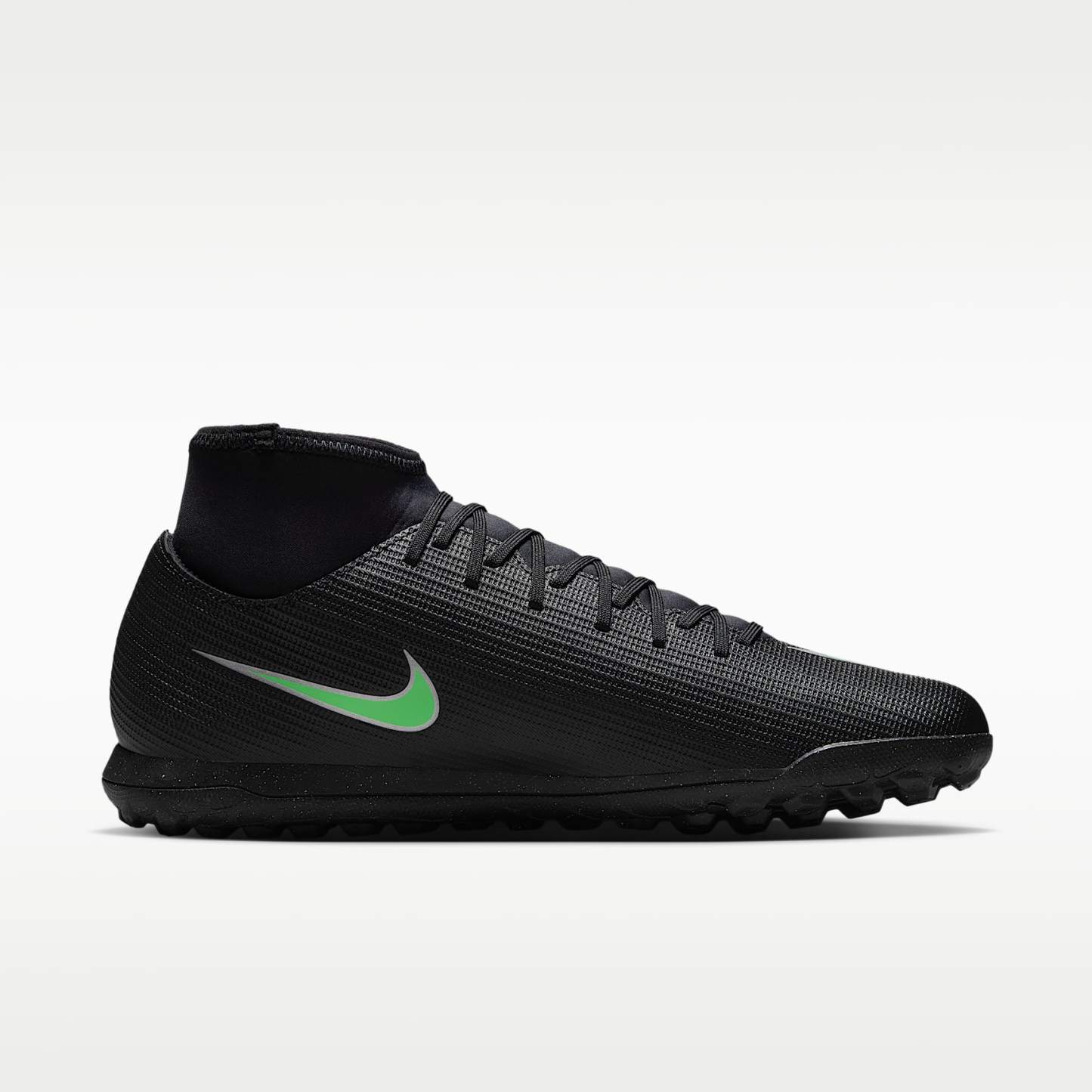 Nike Mercurial Superfly 11 Club High-Top-Fußballschuh für Turf – Schwarz/Schwarz/Illusion Green