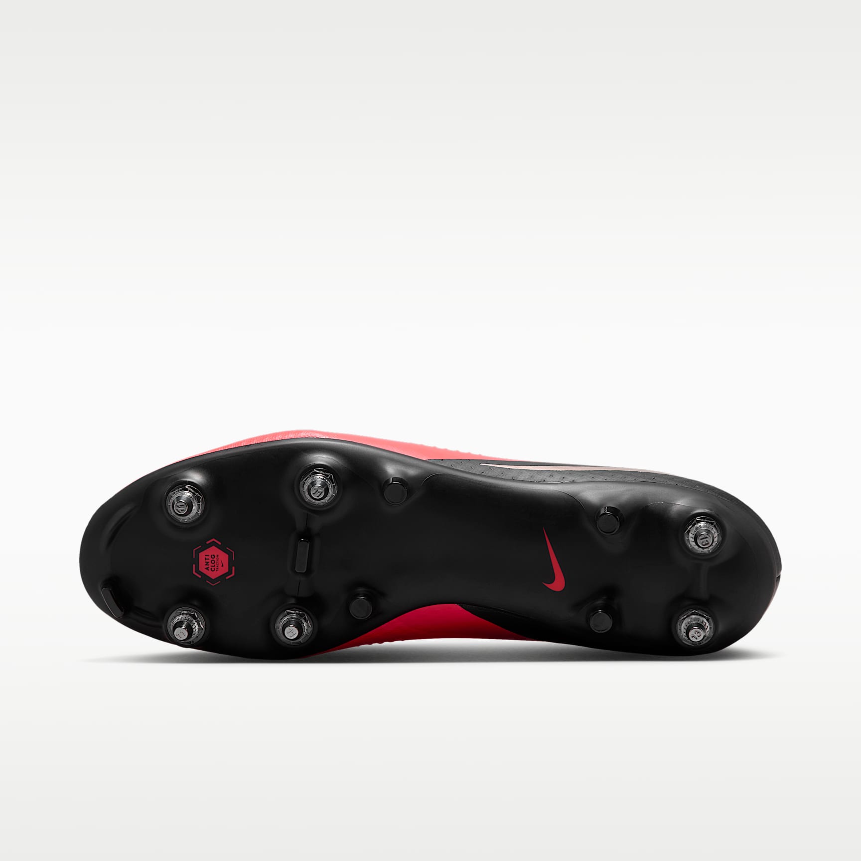 Nike Phantom 6 Low Academy Fußballschuh für weichen Rasen – Bright Crimson/Schwarz/Blur