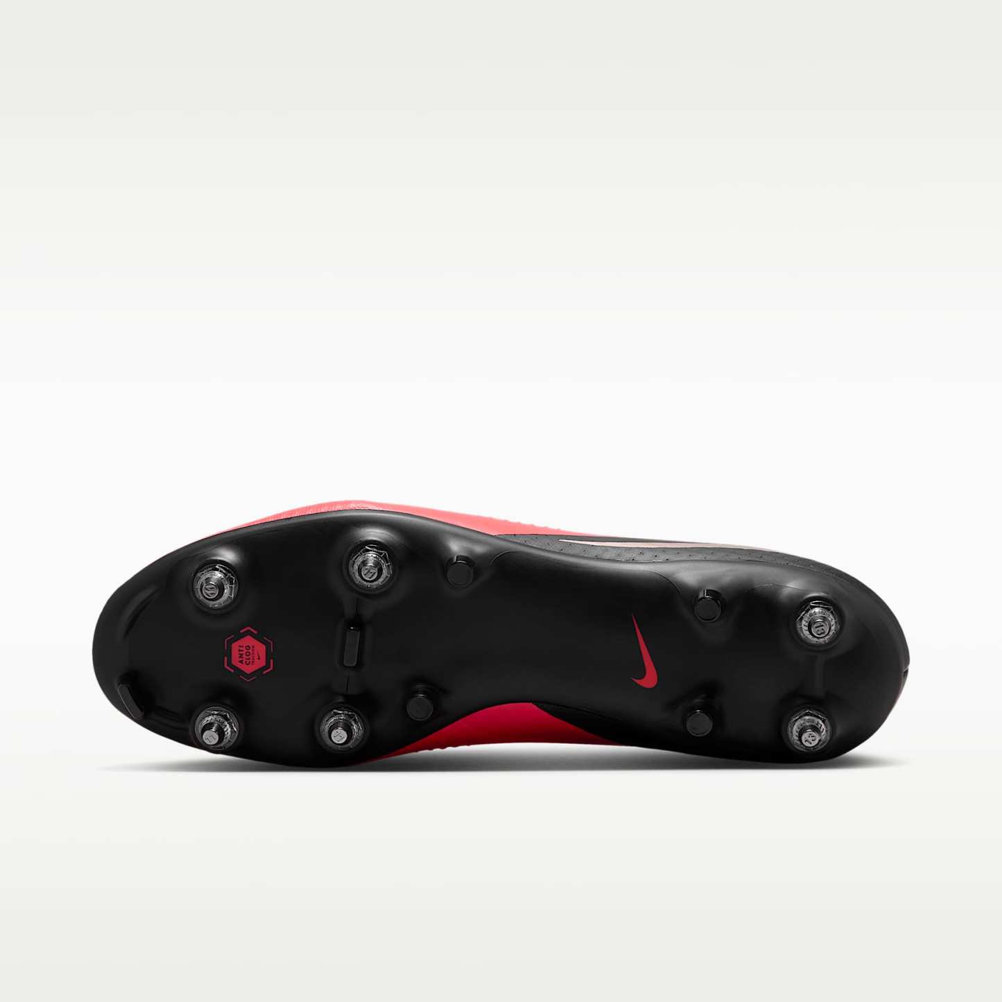 Nike Phantom 6 Low Academy Fußballschuh für weichen Rasen – Bright Crimson/Schwarz/Blur