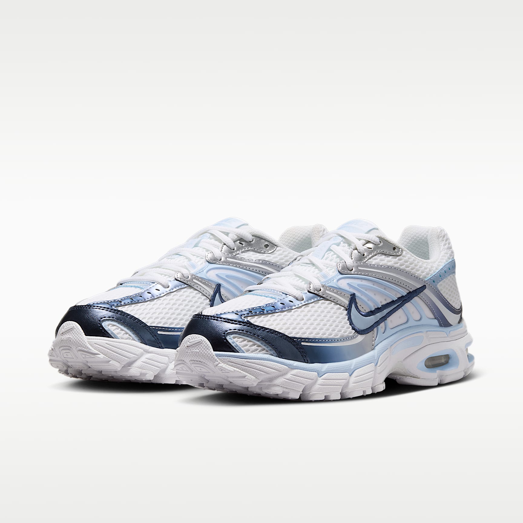 Nike Air Max Moto 2K Schuh (Damen) – Weiß/Metallic Silver/Midnight Navy/Hydrogen Blue