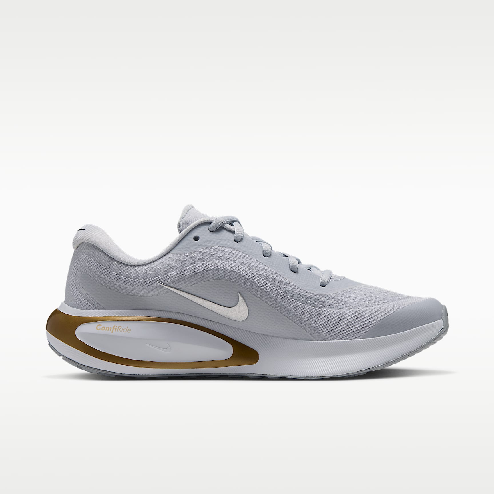 Nike Journey Run Straßenlaufschuh für Damen – Pure Platinum/Metallic Gold/Off White/Metallic Silver
