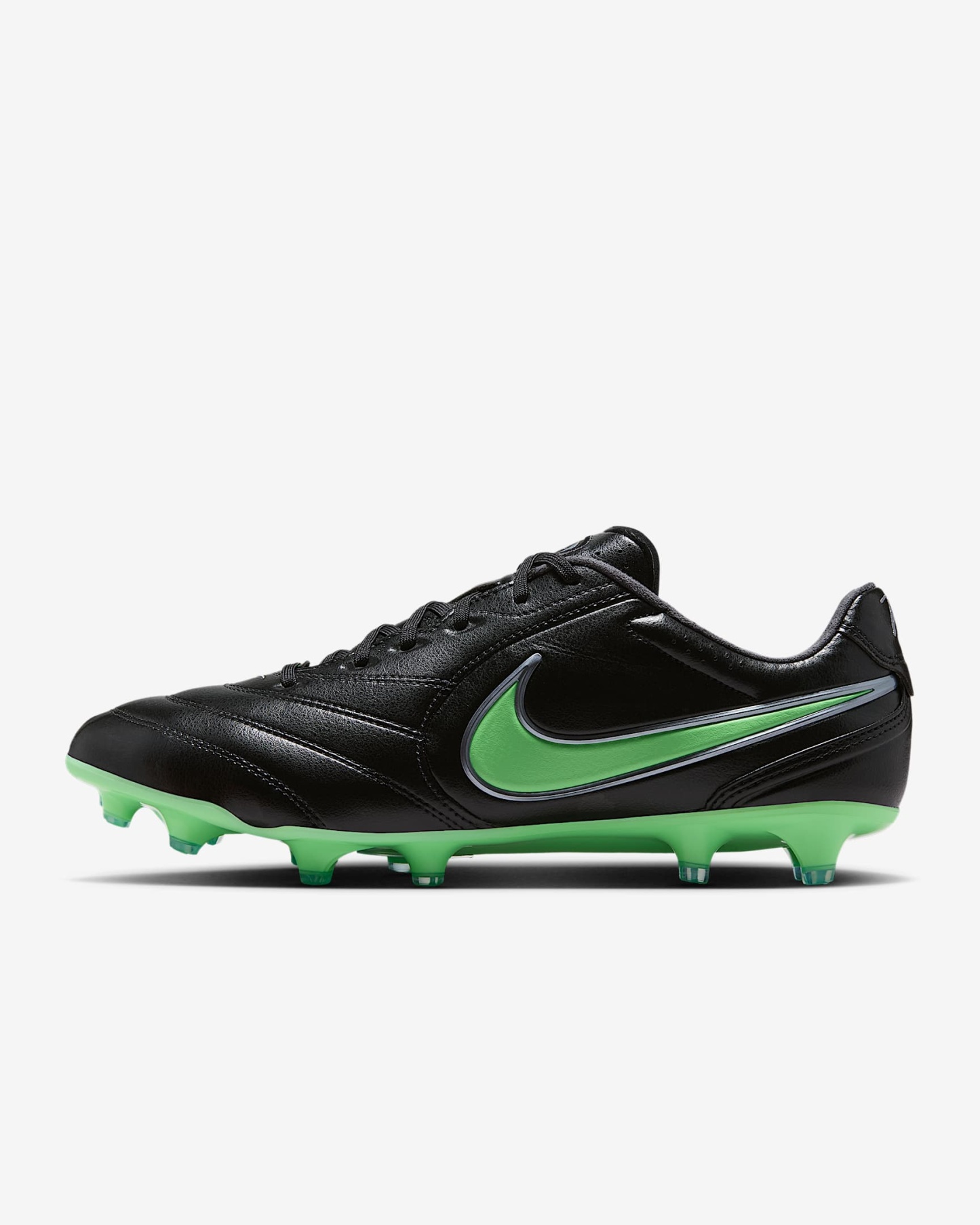 Nike Tiempo Ligera Pro Low-Top-Fußballschuh für normalen Rasen – Schwarz/Schwarz/Illusion Green