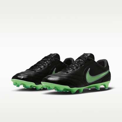 Nike Tiempo Ligera Pro Low-Top-Fußballschuh für normalen Rasen – Schwarz/Schwarz/Illusion Green