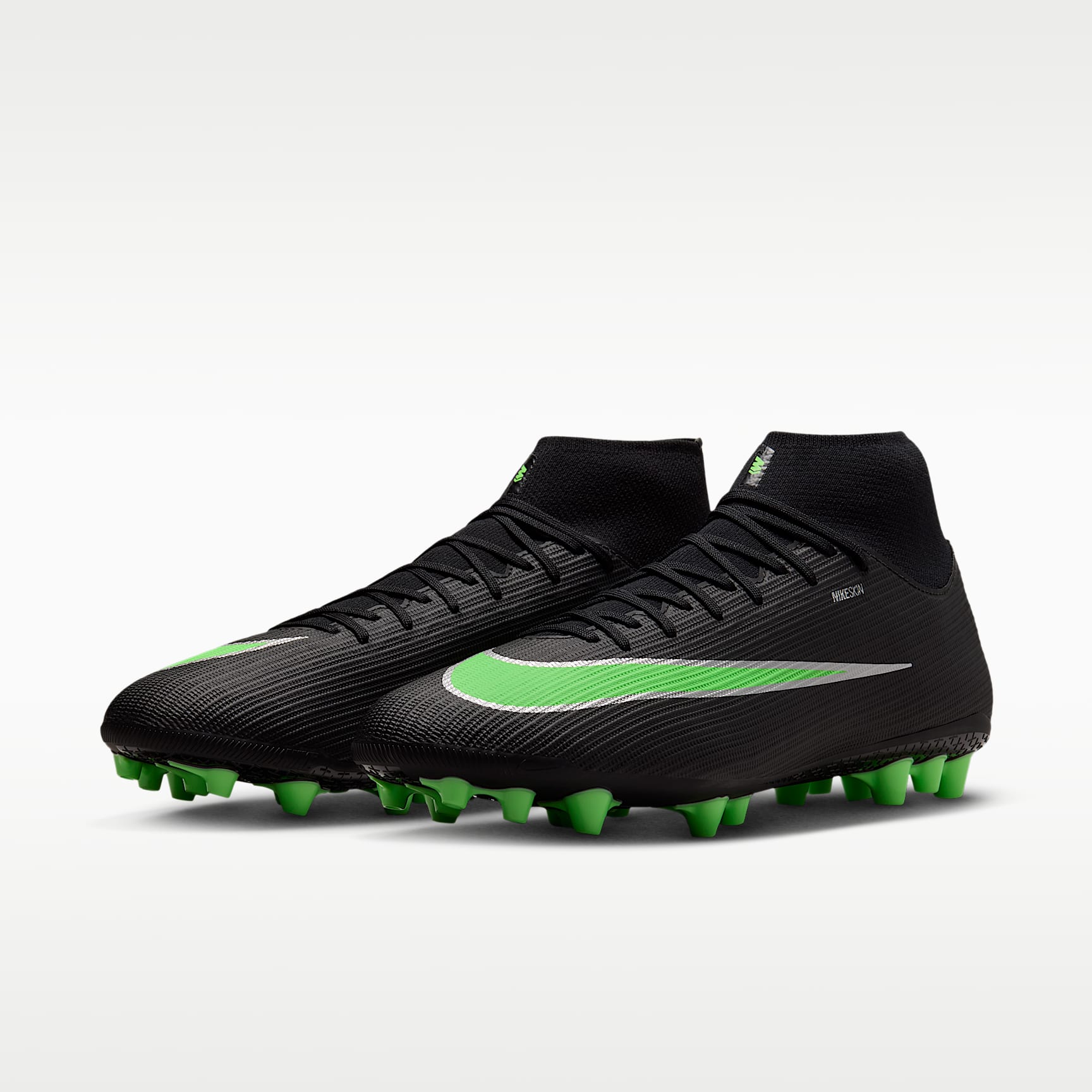 Nike Mercurial Superfly 11 Academy High-Top-Fußballschuh für Kunstrasen – Schwarz/Schwarz/Illusion Green