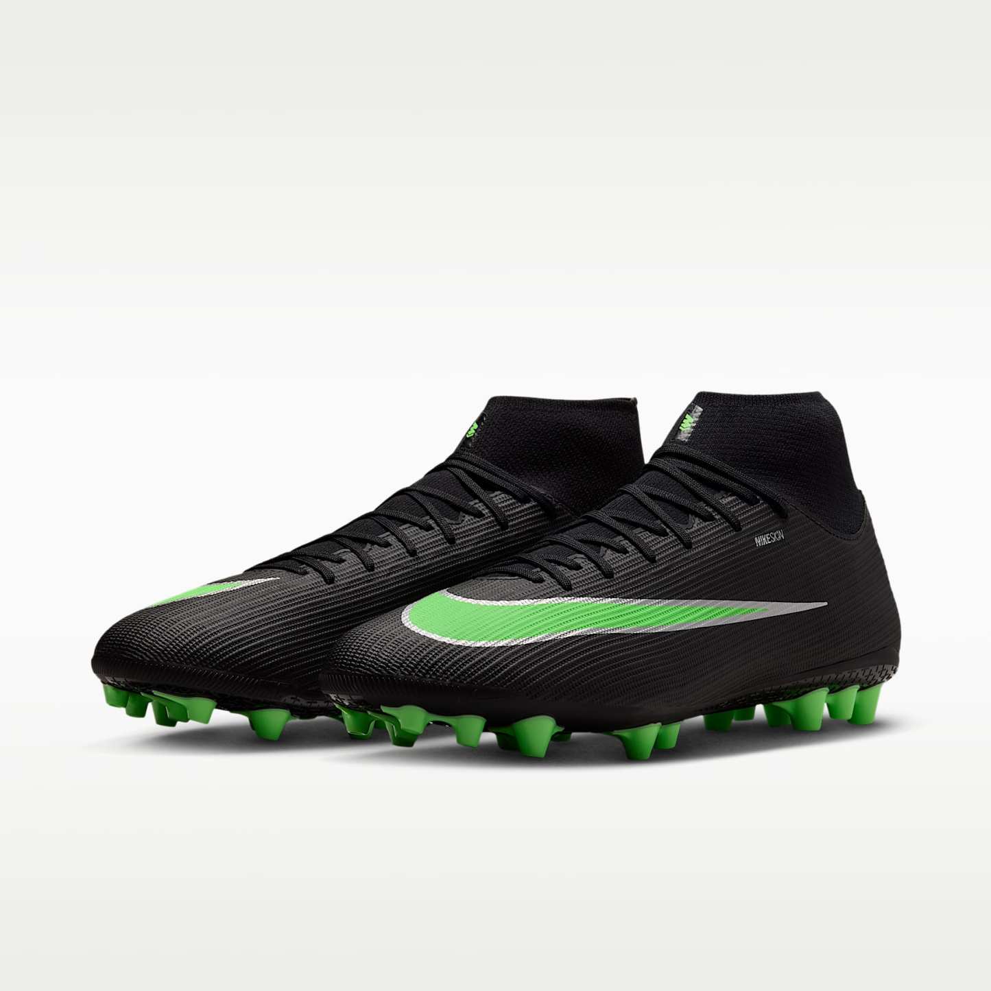 Nike Mercurial Superfly 11 Academy High-Top-Fußballschuh für Kunstrasen – Schwarz/Schwarz/Illusion Green