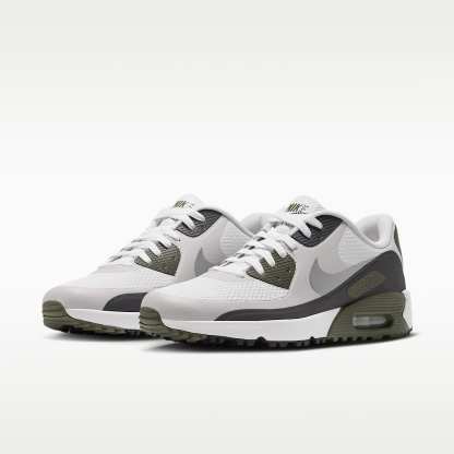 Nike Air Max 90 G Golfschuh – Weiß/Medium Olive/Vast Grey/Metallic Silver