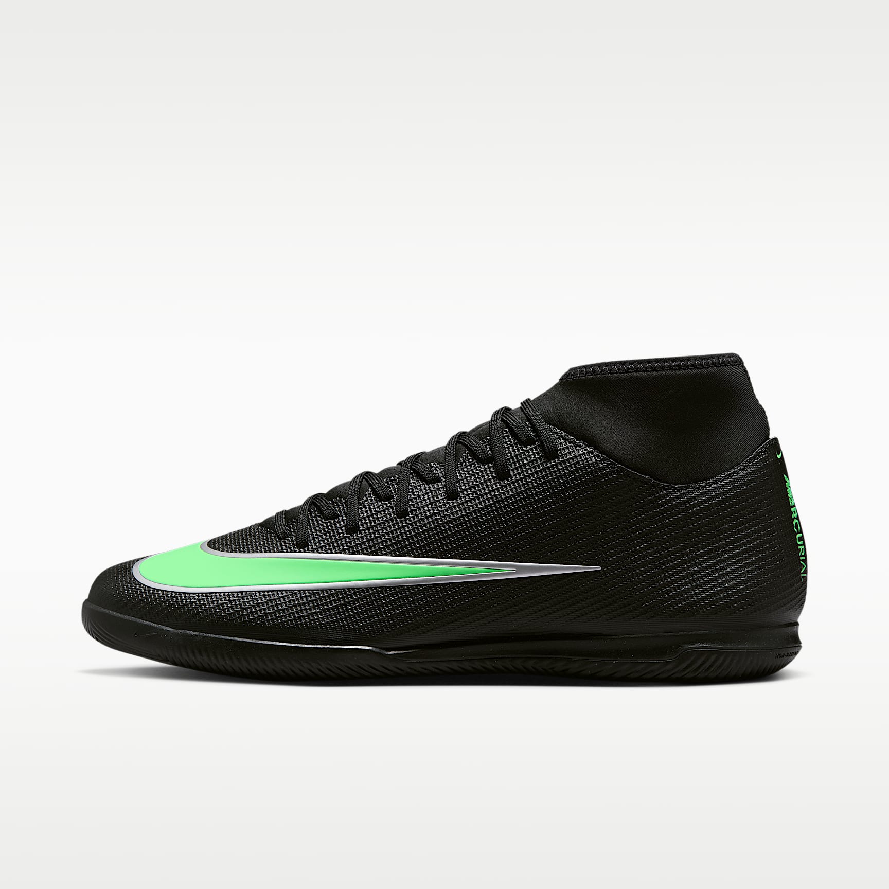 Nike Mercurial Superfly 11 Club High-Top-Fußballschuh für Hallen- und Hartplätze – Schwarz/Schwarz/Illusion Green