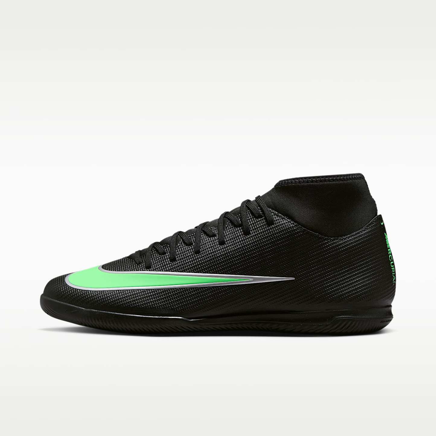 Nike Mercurial Superfly 11 Club High-Top-Fußballschuh für Hallen- und Hartplätze – Schwarz/Schwarz/Illusion Green