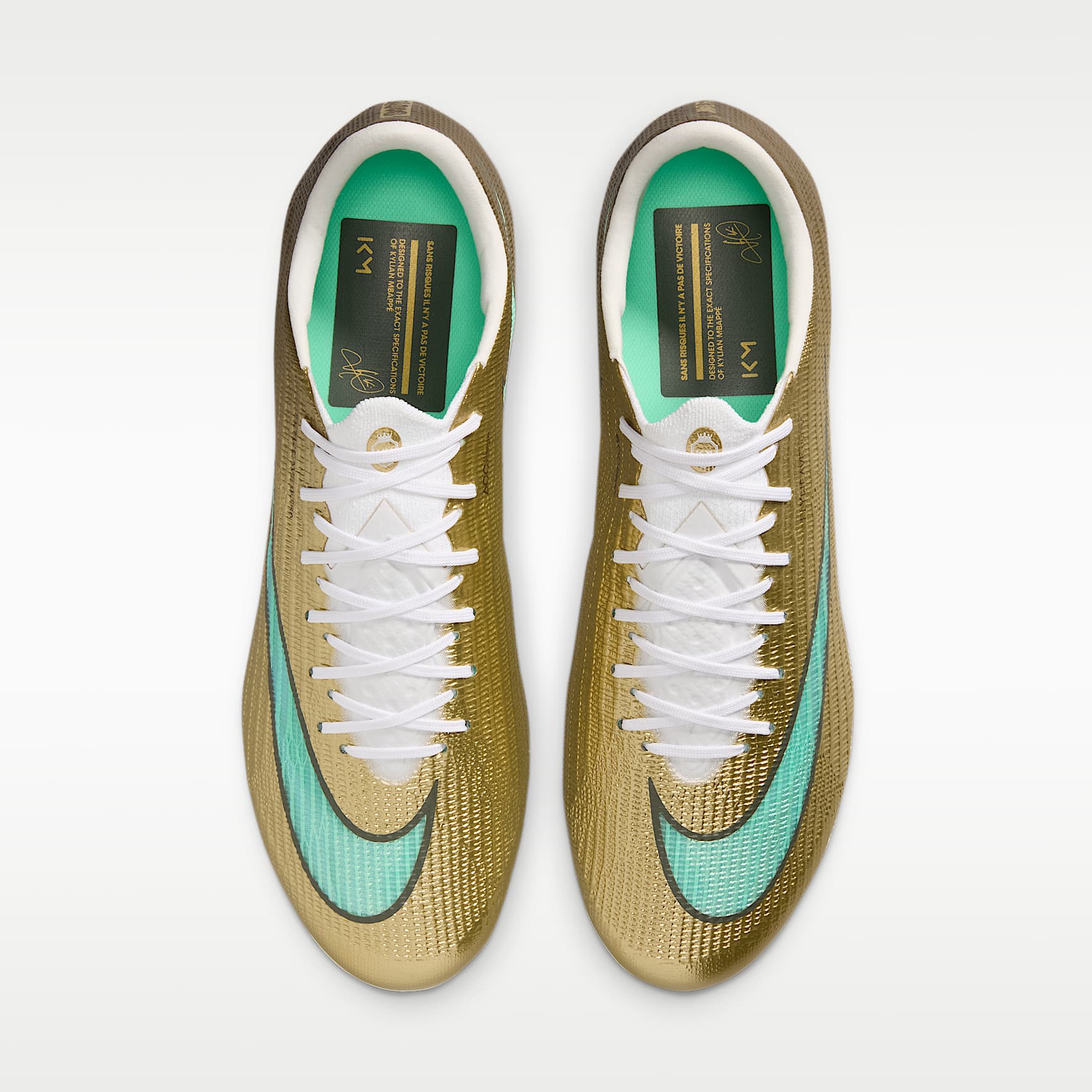 Nike Mercurial Superfly 11 Elite "Kylian Mbappé" Low-Top-Fußballschuh für normalen Rasen – Metallic Gold/Green Glow