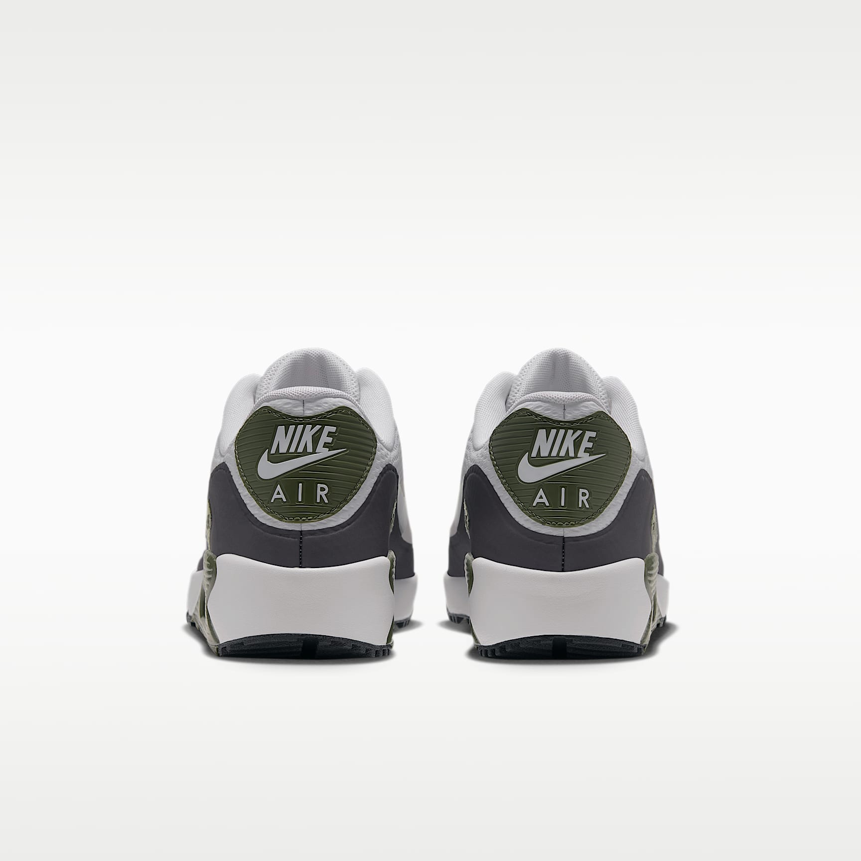 Nike Air Max 90 G Golfschuh – Weiß/Medium Olive/Vast Grey/Metallic Silver