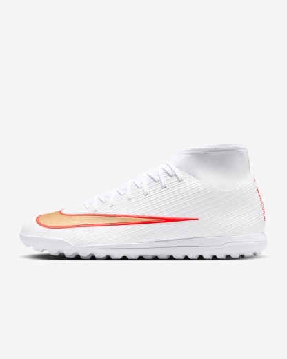 Nike Mercurial Superfly 11 Club High-Top-Fußballschuh für Turf – Weiß/Bright Crimson/Blur