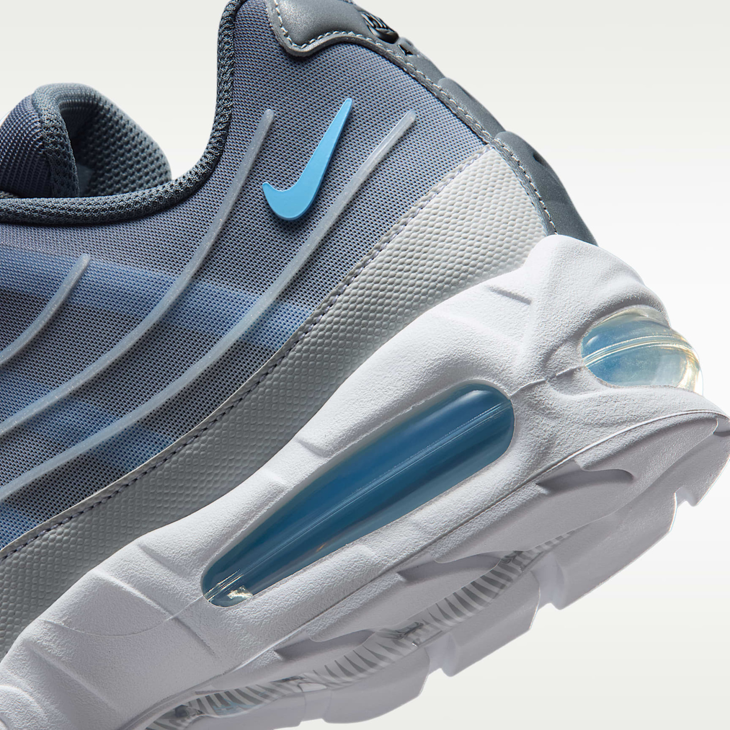 Nike Air Max 95 Big Bubble Tech Schuh (Herren) – Smoke Grey/Weiß/Schwarz/Football Blue