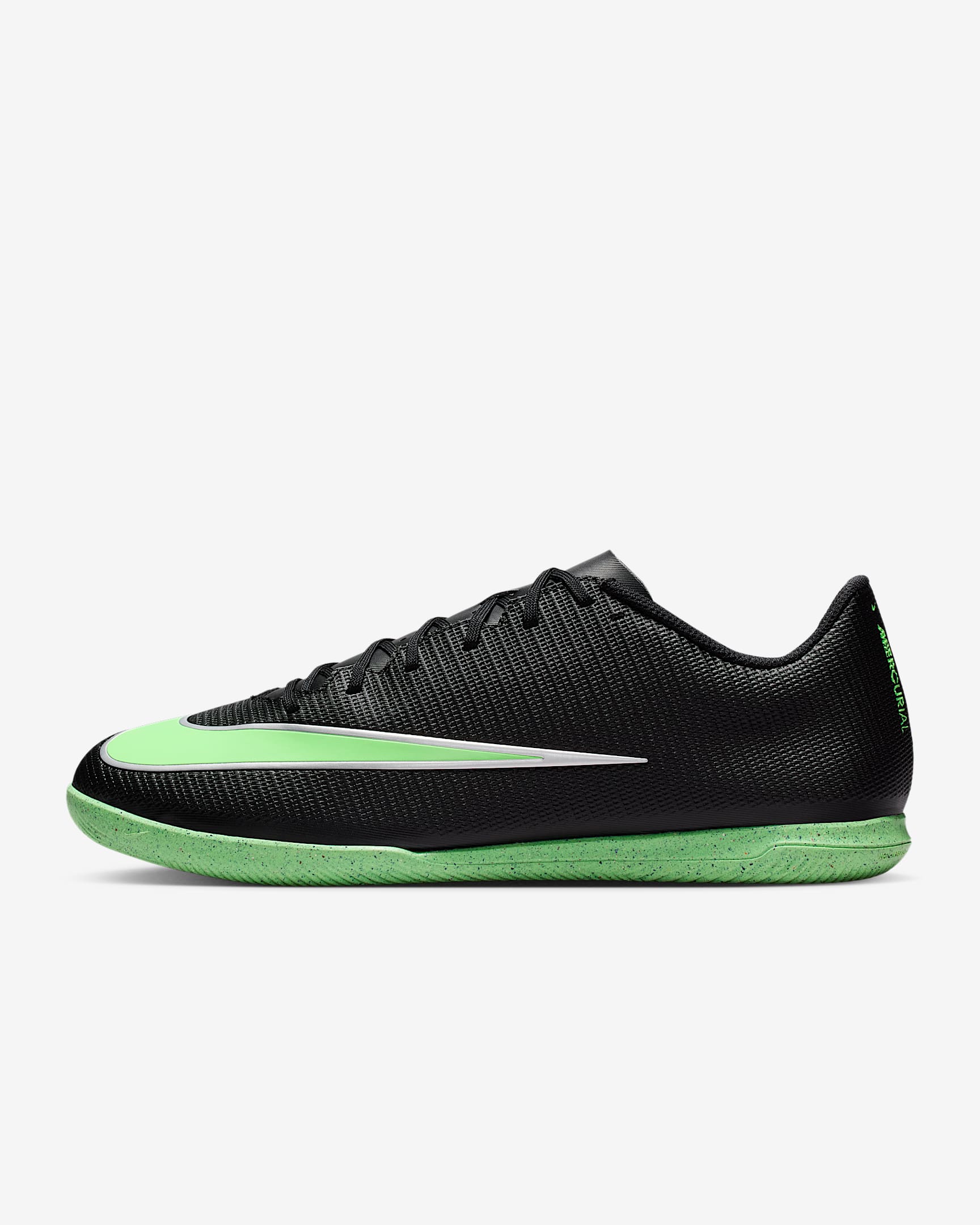 Nike Mercurial Vapor 17 Club Low-Top-Fußballschuh für Hallen- und Hartplätze – Schwarz/Schwarz/Illusion Green