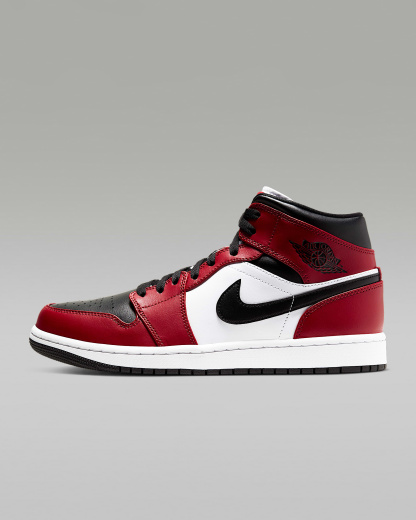 Air Jordan 1 Mid Schuh (Herren) – Schwarz/Gym Red/Schwarz