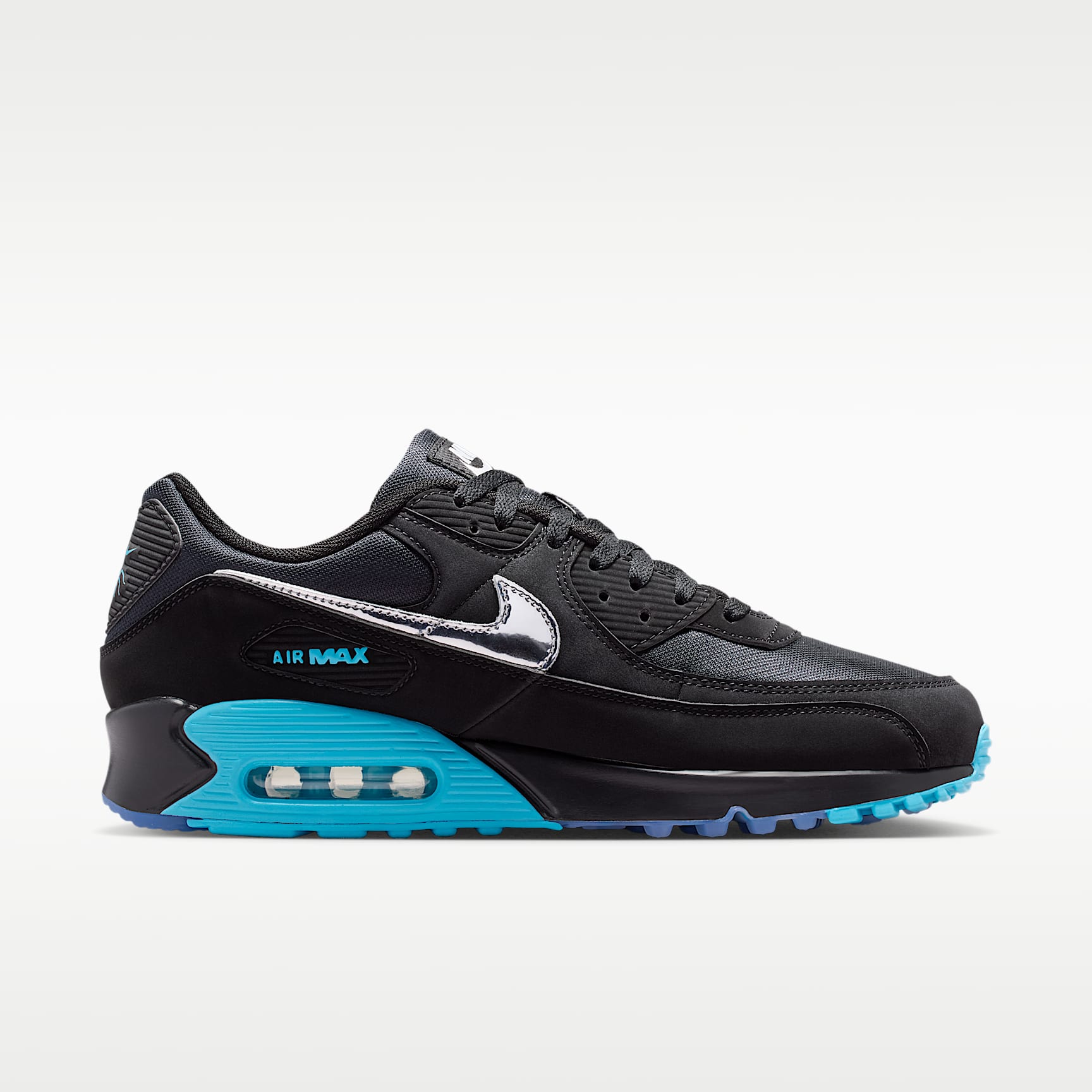 Nike Air Max 90 Premium "Scorpion" Schuh (Herren) – Schwarz/Gamma Blue/Ice/Chrome