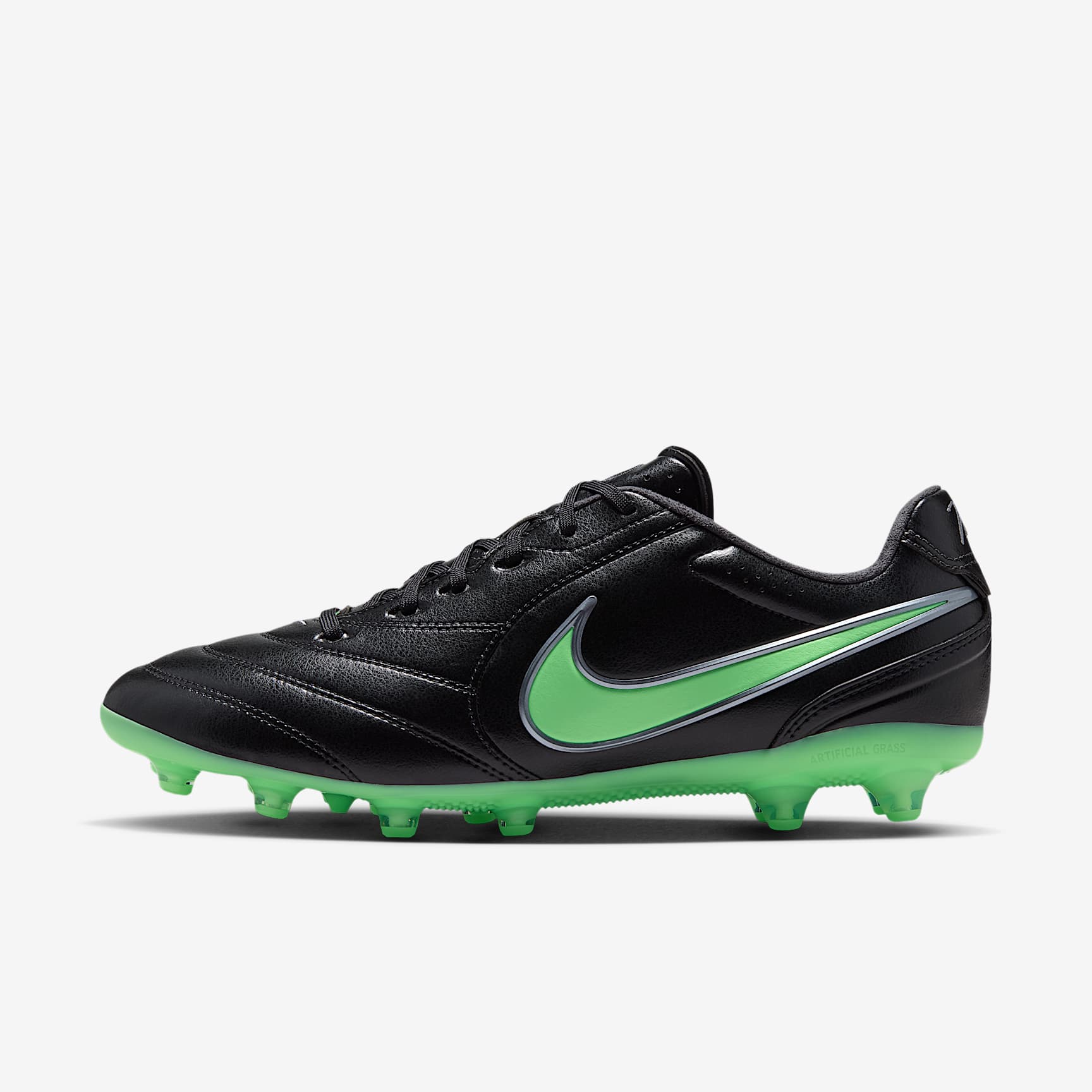 Nike Tiempo Ligera Pro Low-Top-Fußballschuh für Kunstrasen – Schwarz/Schwarz/Illusion Green
