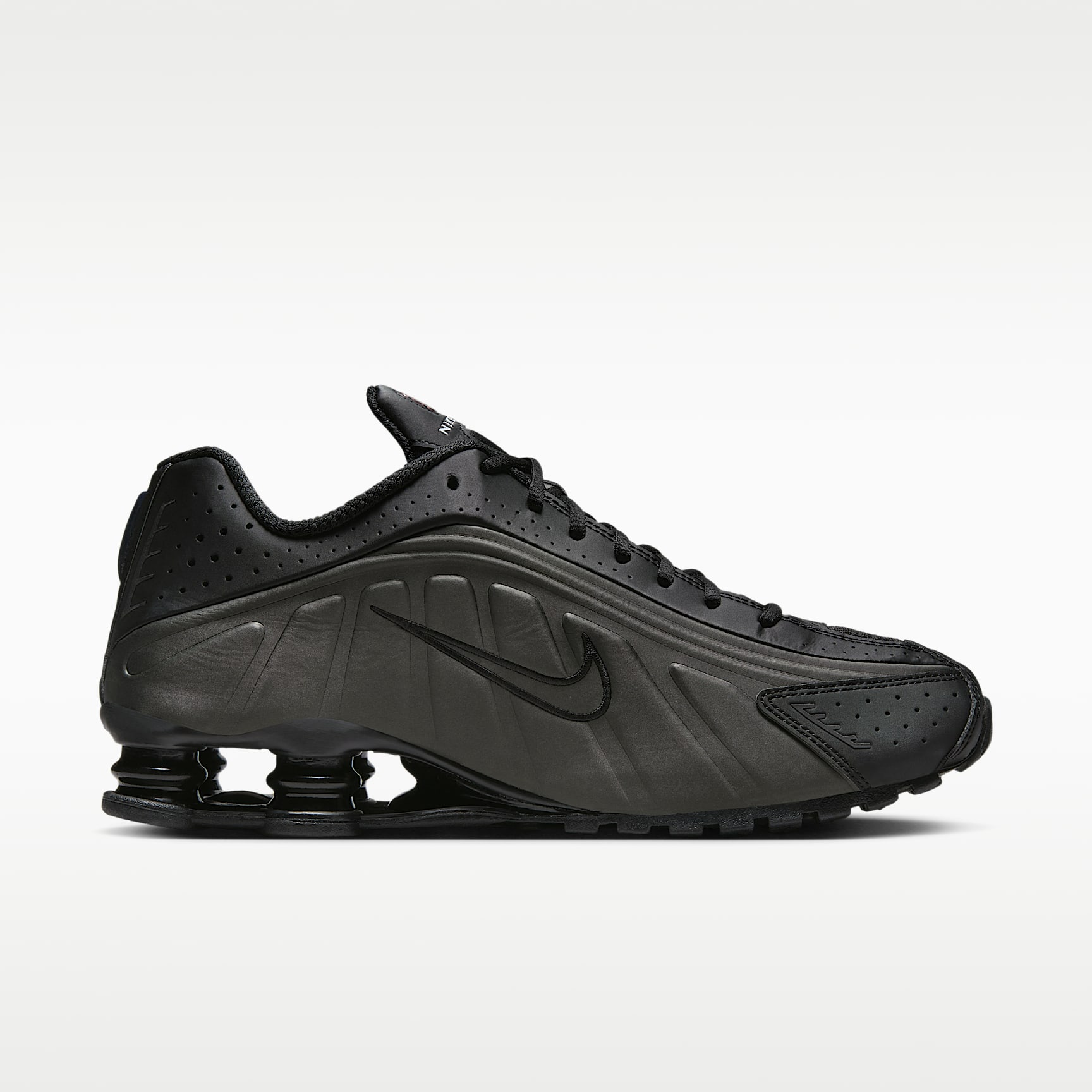 Nike Shox R4 Schuh (Herren) – Schwarz/Schwarz/Bright Crimson/Schwarz