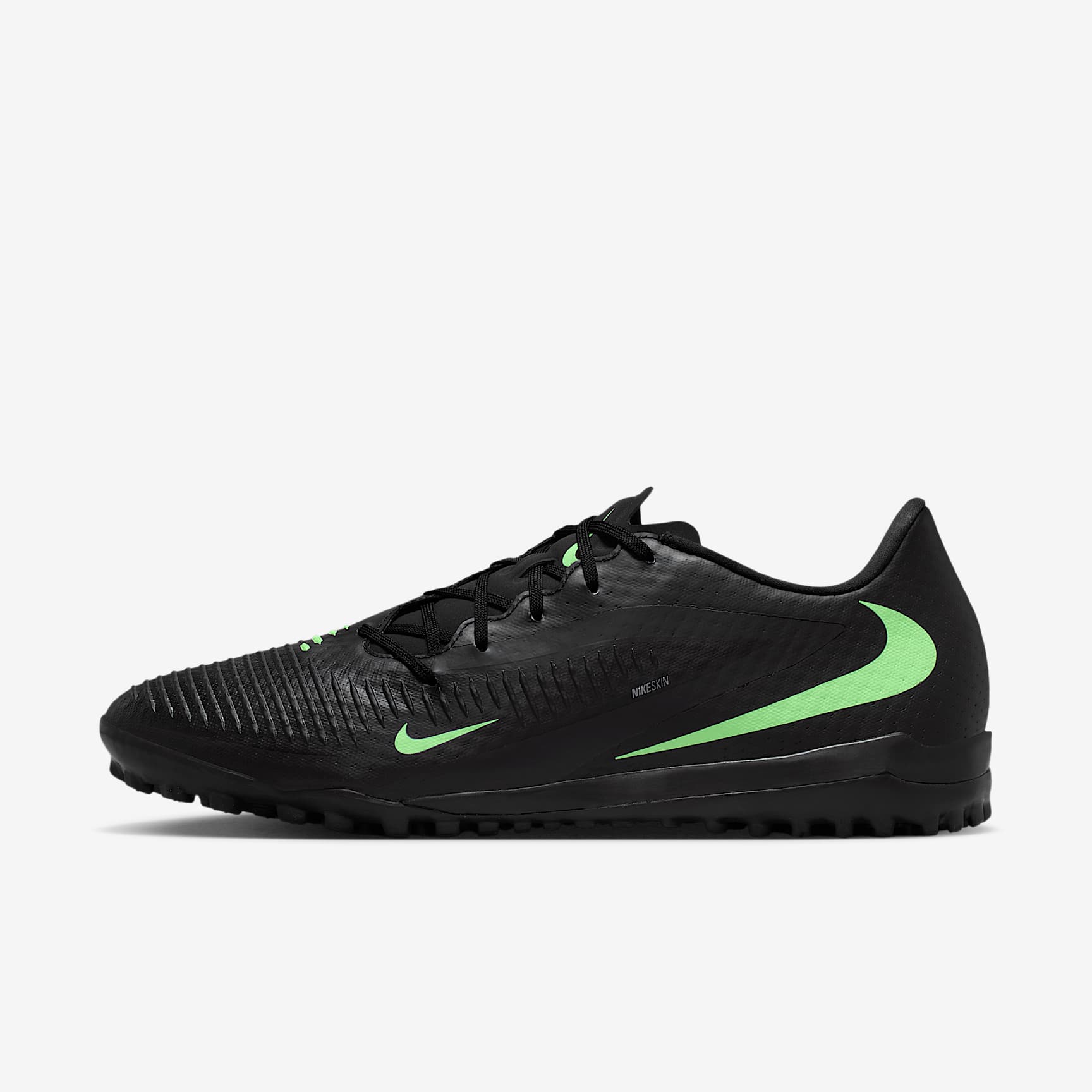Nike Phantom 6 Low Academy Fußballschuh für Turf – Schwarz/Schwarz/Illusion Green