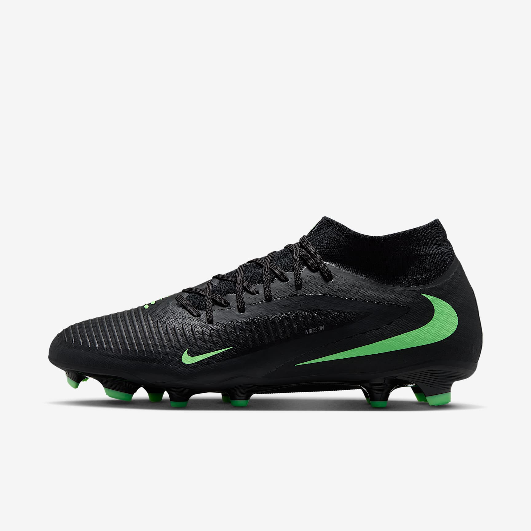 Nike Phantom 6 High Academy Fußballschuh für verschiedene Böden – Schwarz/Schwarz/Illusion Green