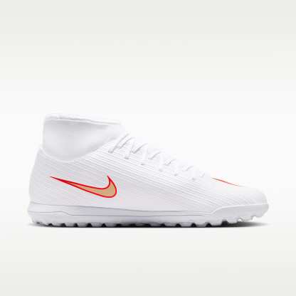 Nike Mercurial Superfly 11 Club High-Top-Fußballschuh für Turf – Weiß/Bright Crimson/Blur