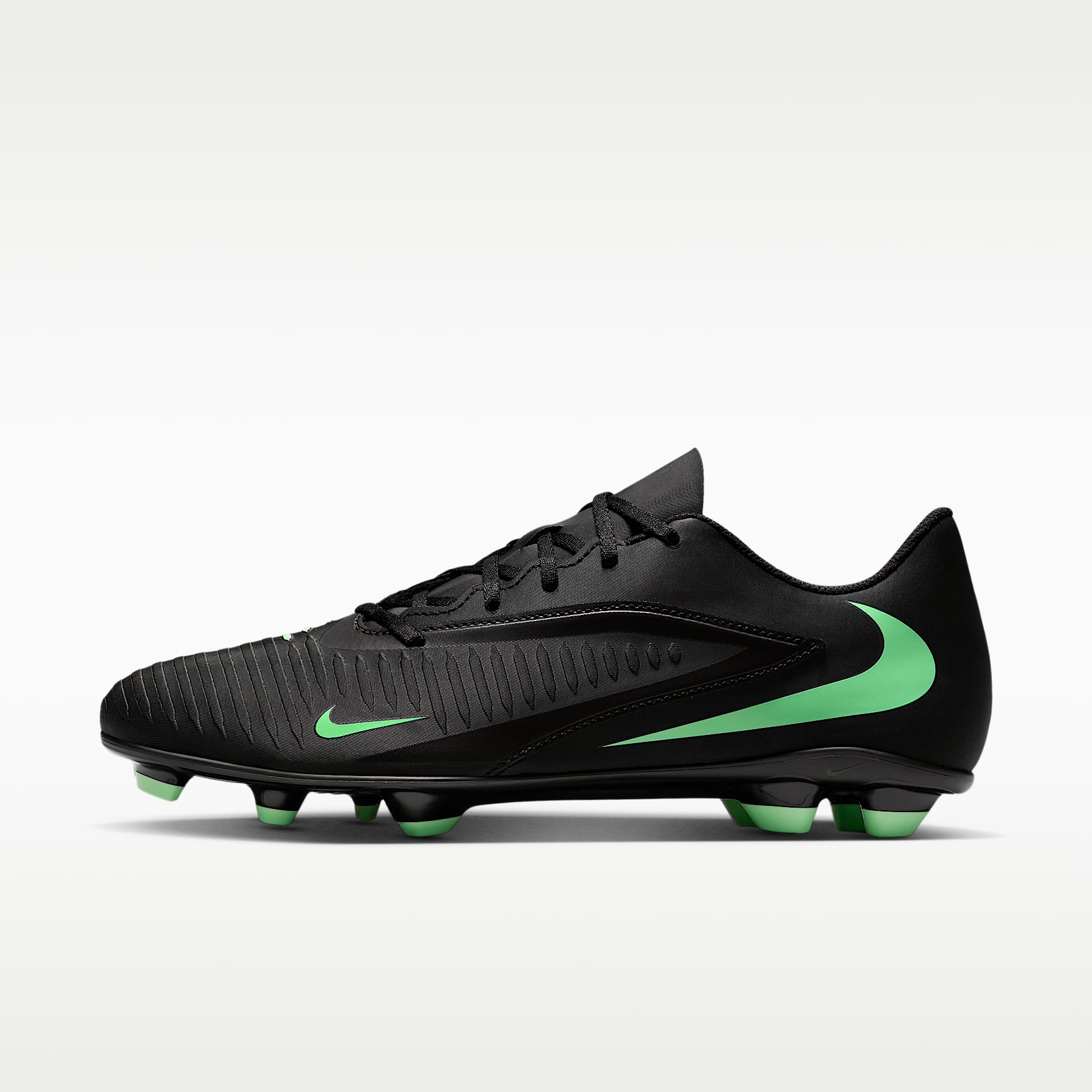 Nike Phantom 6 Low Club Fußballschuh für verschiedene Böden – Schwarz/Schwarz/Illusion Green