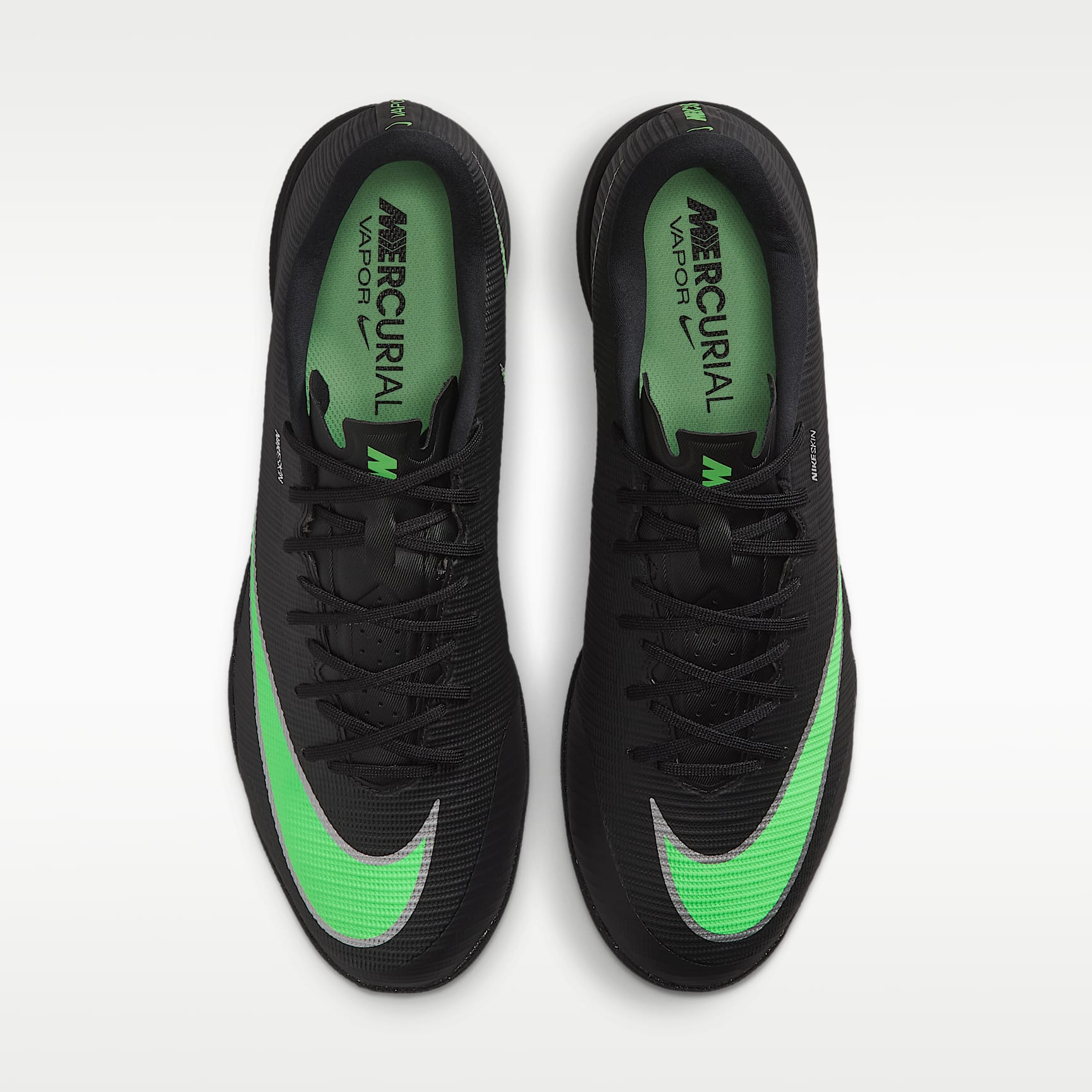 Nike Mercurial Vapor 17 Academy Low-Top-Fußballschuh für Hallen- und Hartplätze – Schwarz/Schwarz/Illusion Green