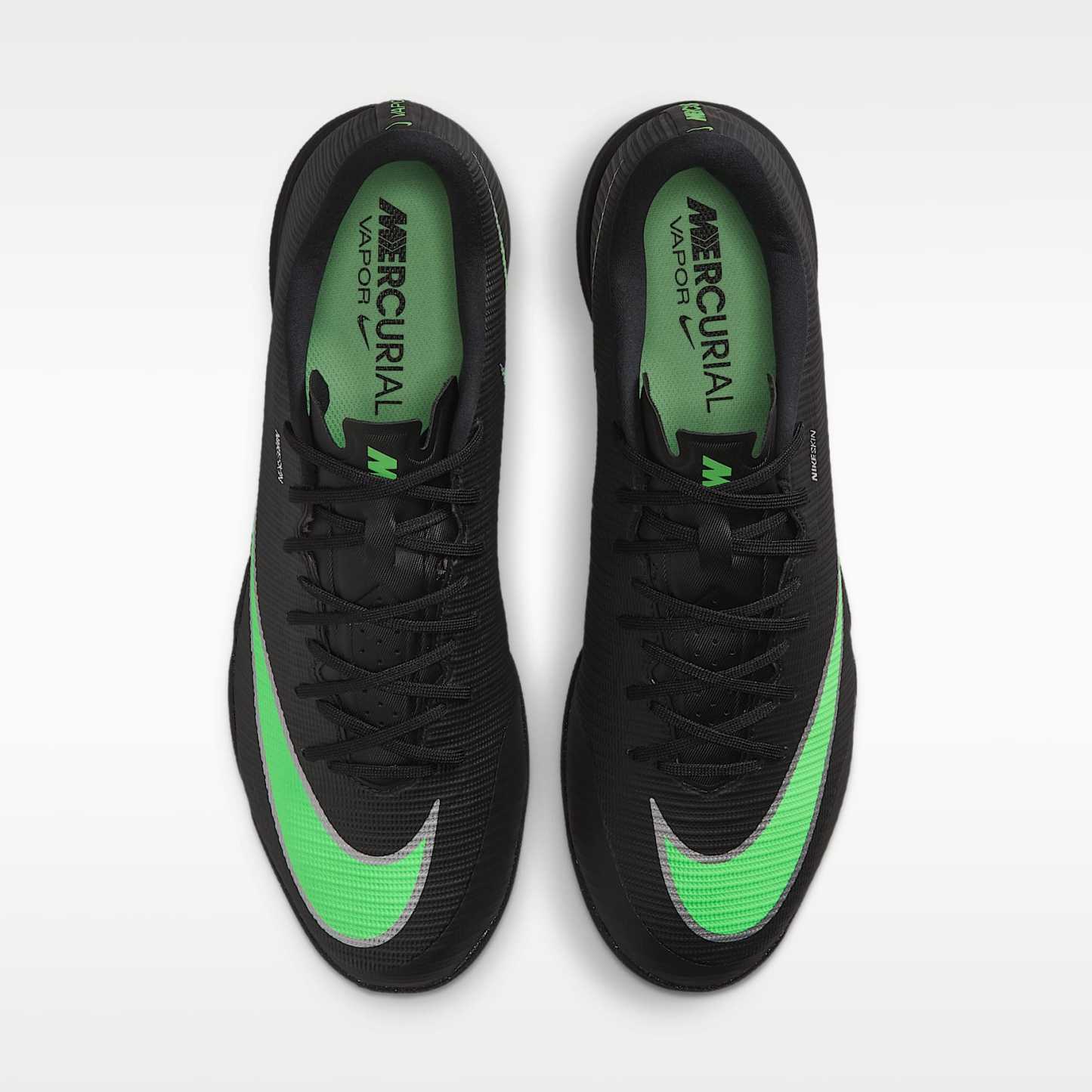 Nike Mercurial Vapor 17 Academy Low-Top-Fußballschuh für Hallen- und Hartplätze – Schwarz/Schwarz/Illusion Green