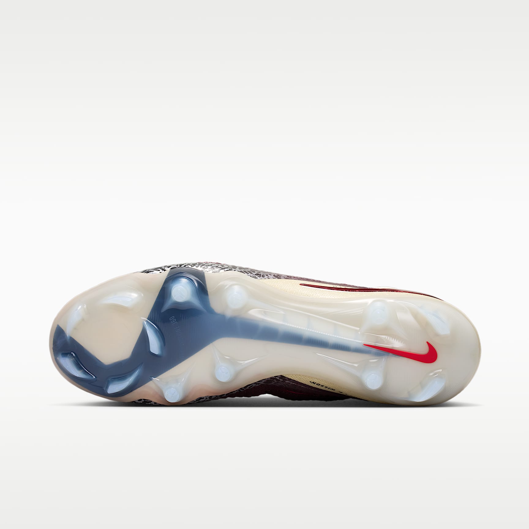 Nike United Phantom 6 High Elite Fußballschuh für normalen Rasen – Burgundy Crush/Fossil/University Red