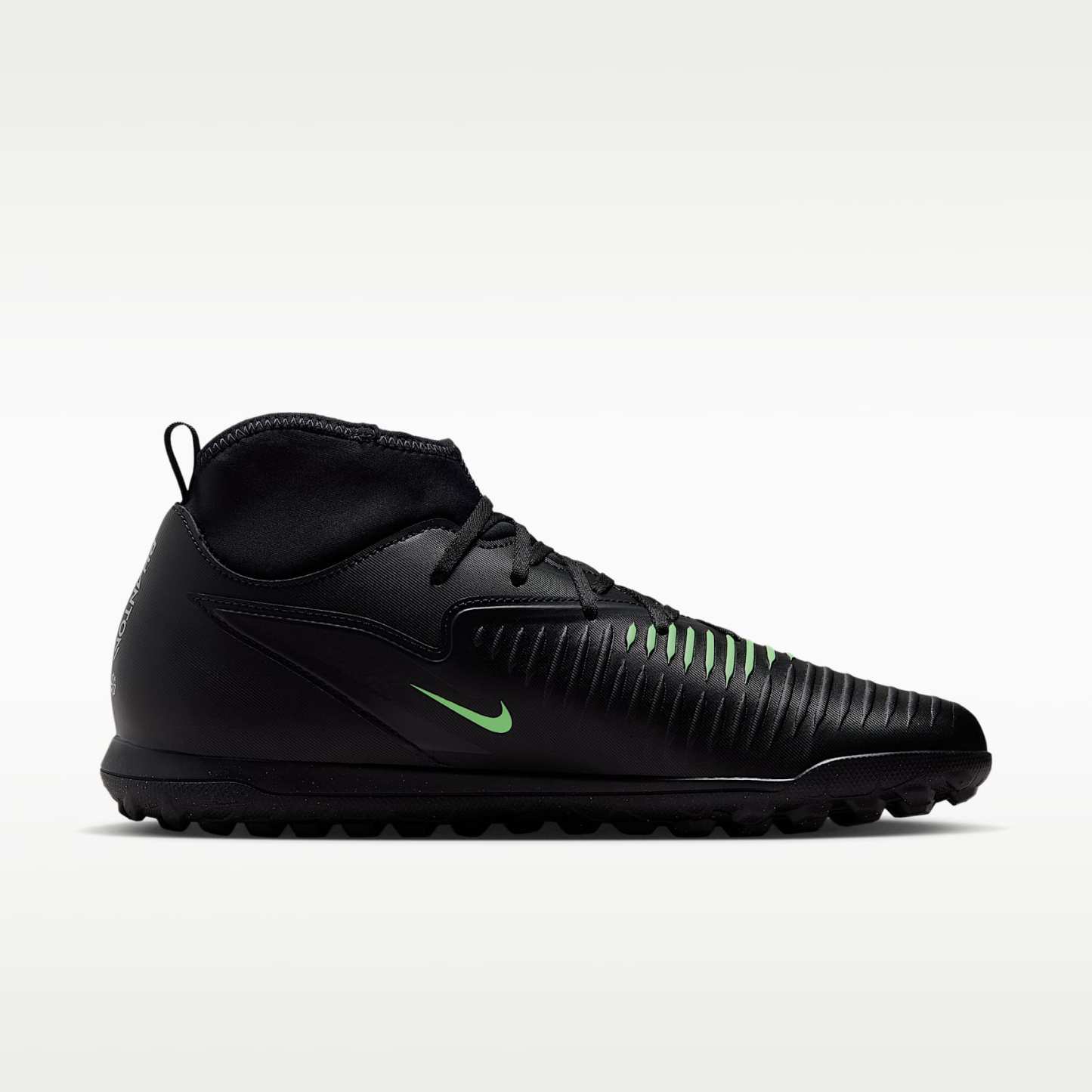 Nike Phantom 6 High Club Fußballschuh für Turf – Schwarz/Schwarz/Illusion Green