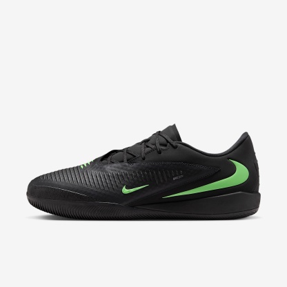 Nike Phantom 6 Low Academy Fußballschuh für Hallen- und Hartplätze – Schwarz/Schwarz/Illusion Green