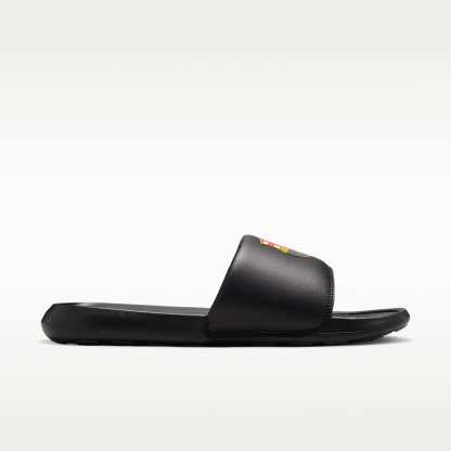 FC Barcelona Victori One Nike Fußball-Slides (Herren) – Schwarz/Midwest Gold/Imperial Purple