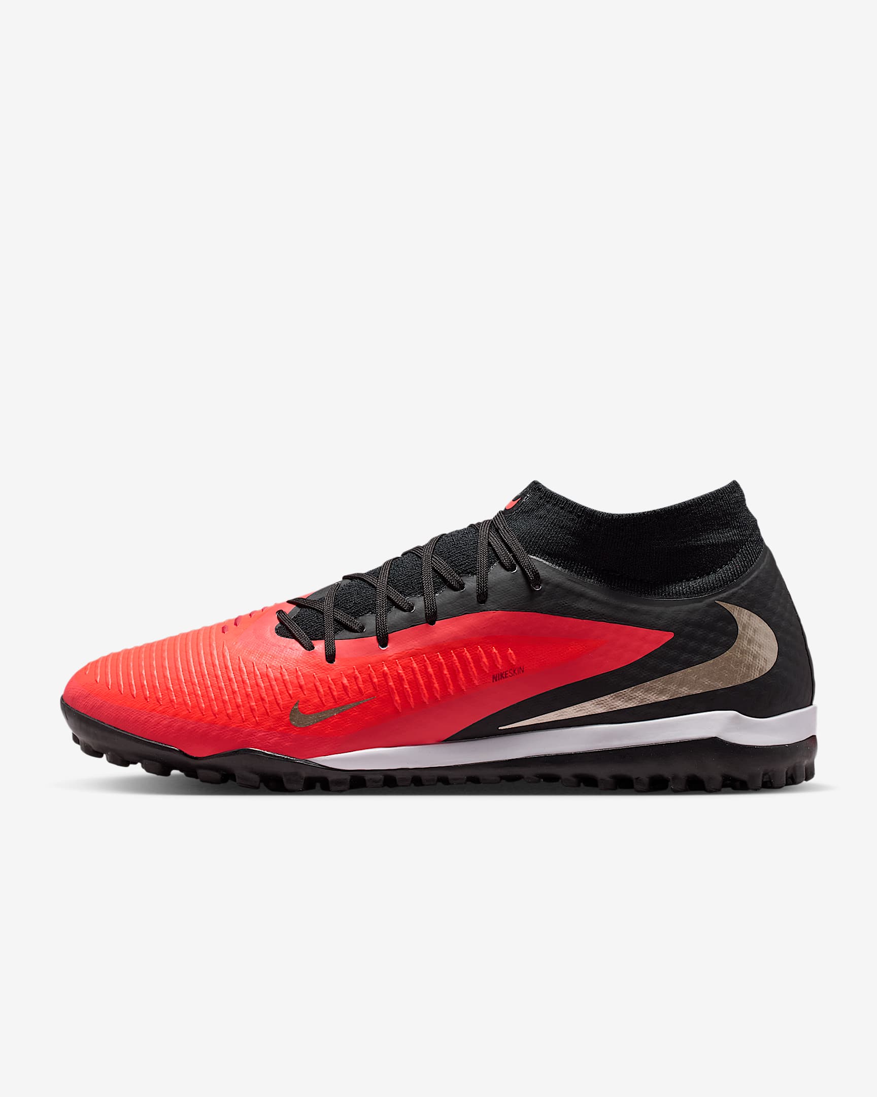 Nike Phantom 6 High Academy Fußballschuh für Turf – Bright Crimson/Schwarz/Blur