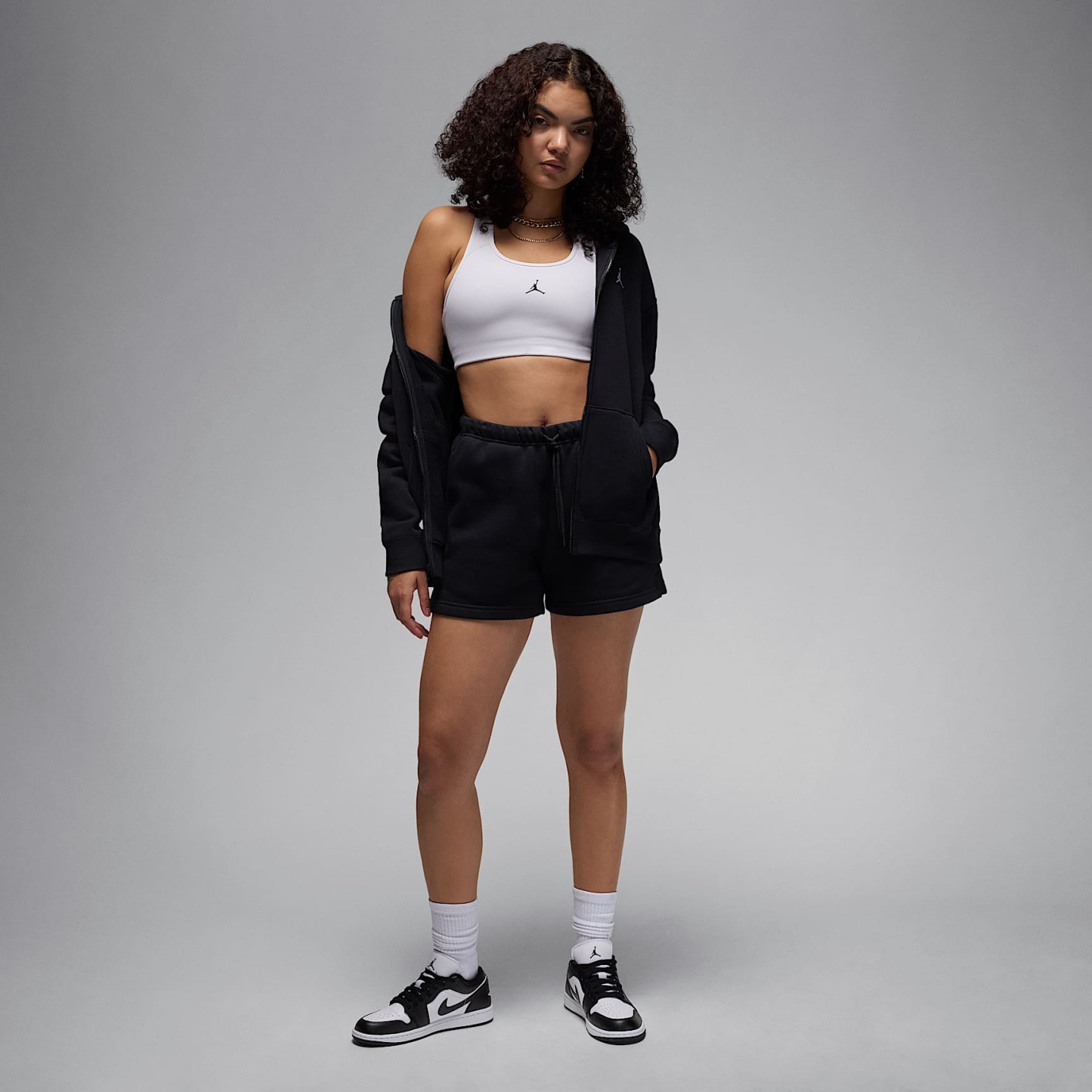 Air Jordan 1 Low Damenschuh – Weiß/Weiß/Schwarz