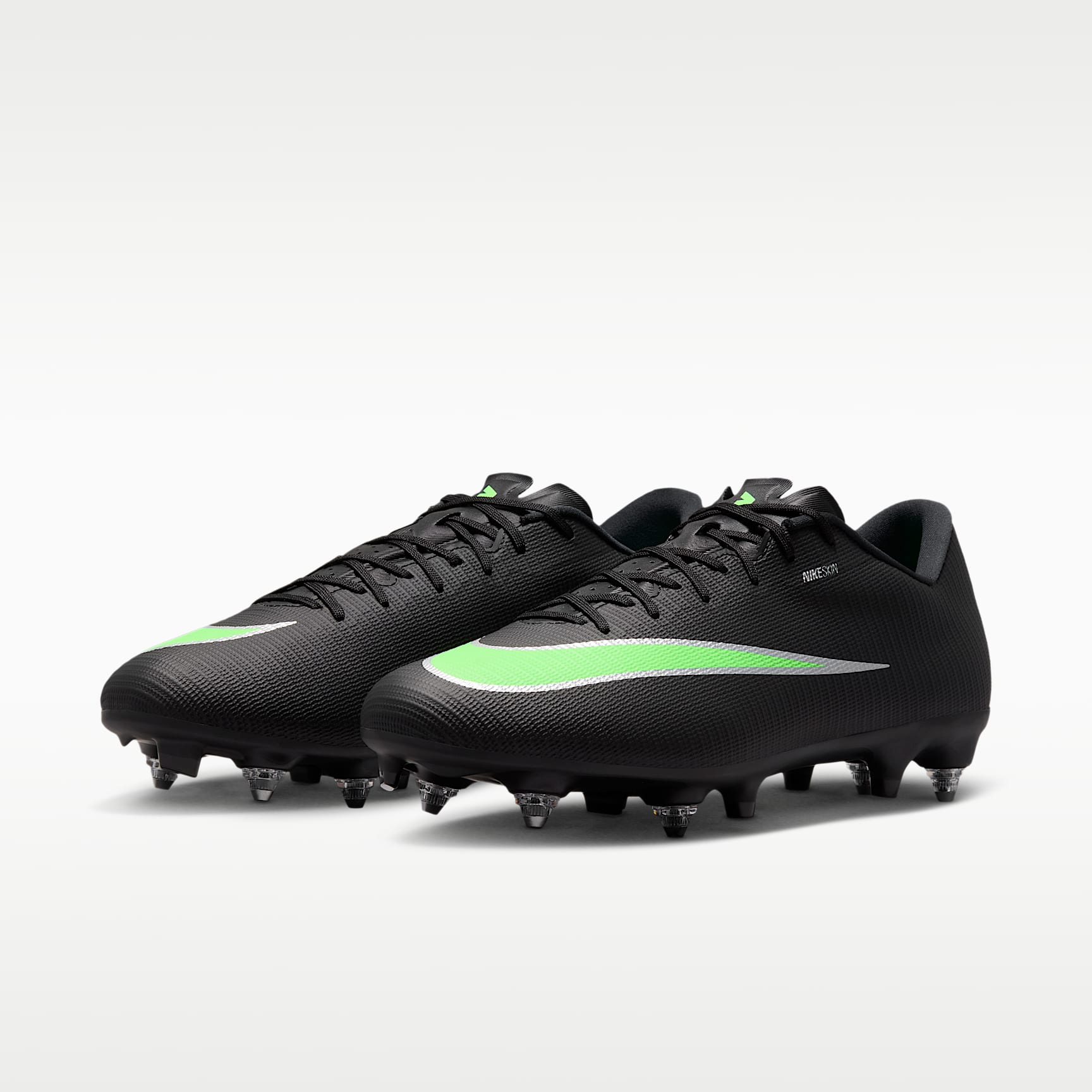 Nike Mercurial Vapor 17 Academy Low-Top-Fußballschuh für weichen Rasen – Schwarz/Schwarz/Illusion Green