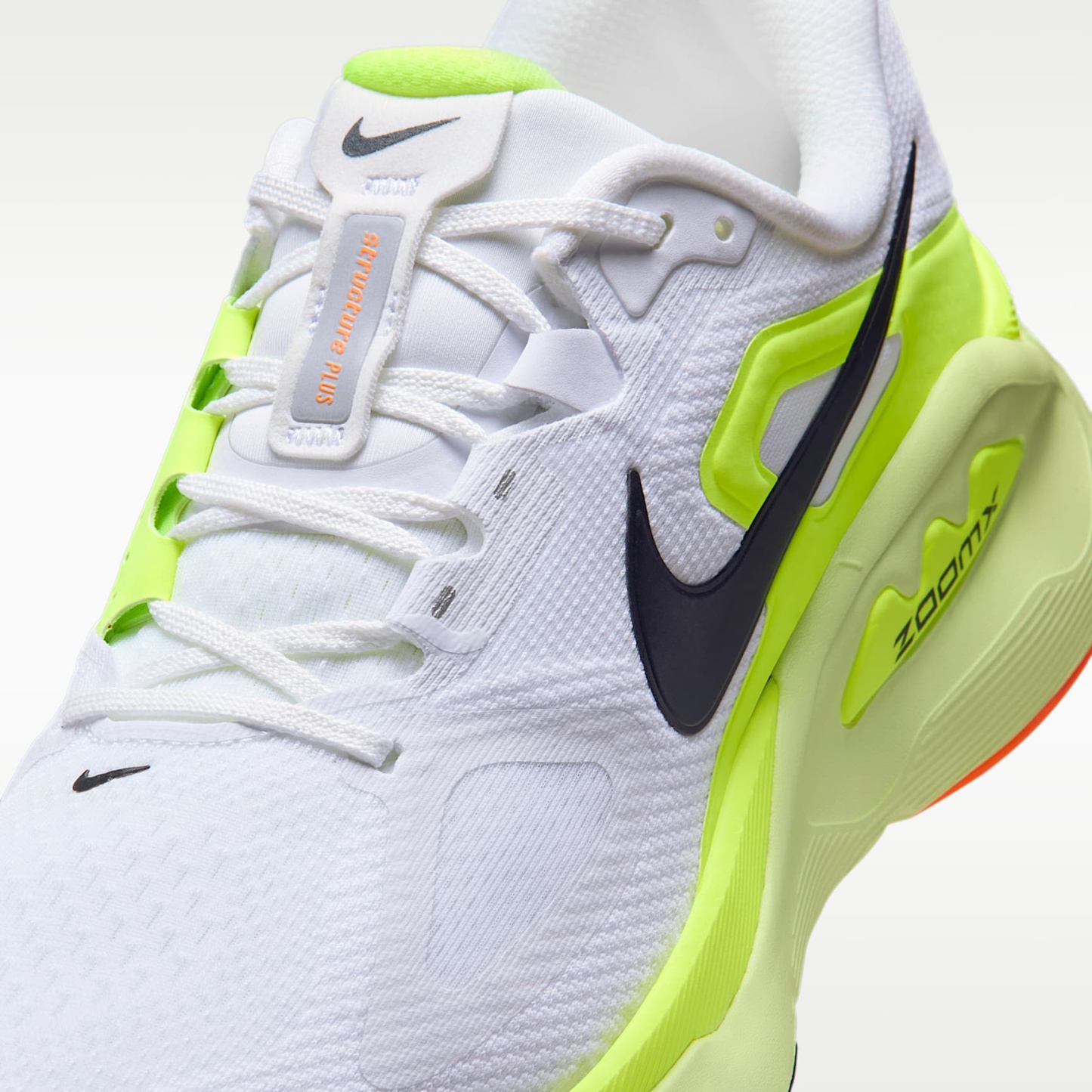 Nike Structure Plus Straßenlaufschuh (Herren) – Weiß/Pure Platinum/Volt/Schwarz